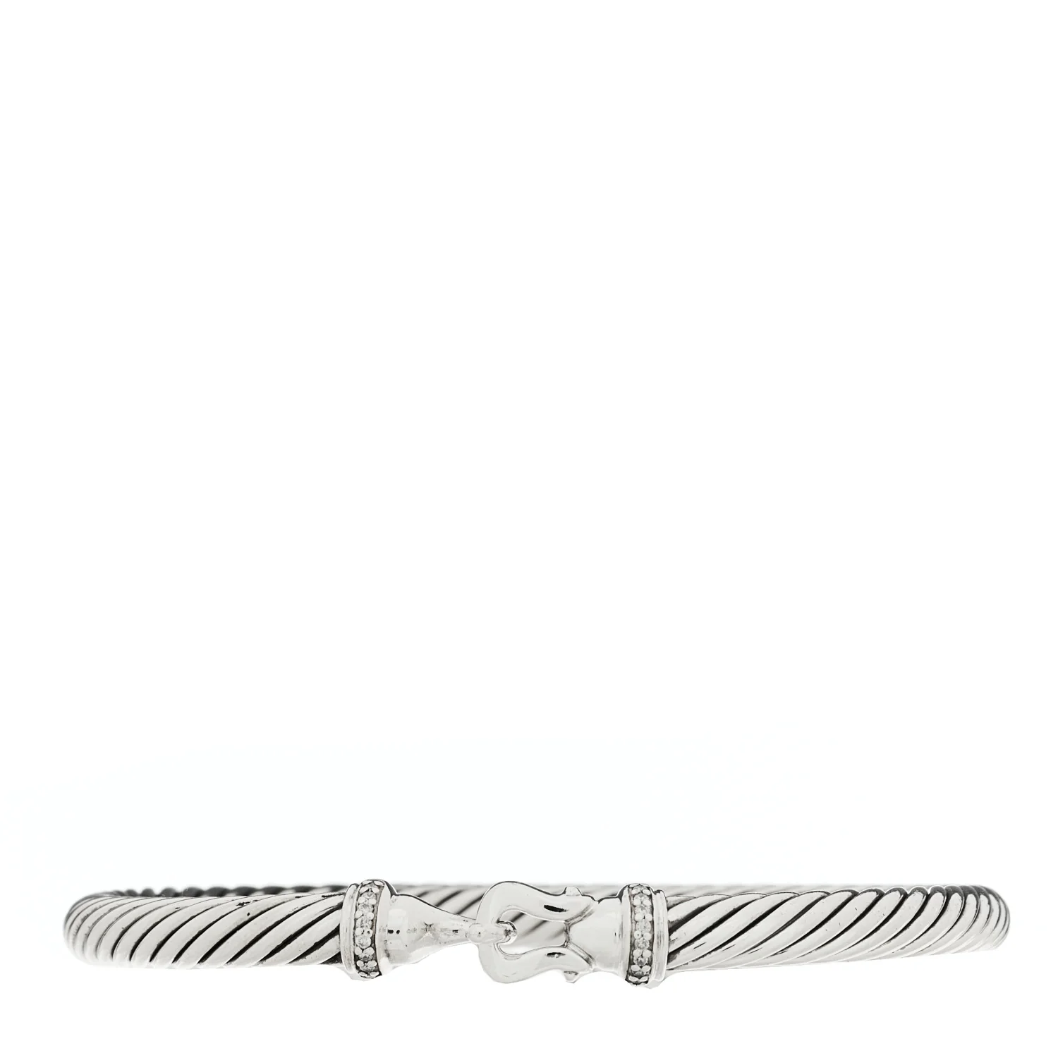 Sterling Silver Diamond 5mm Cable Buckle Bracelet