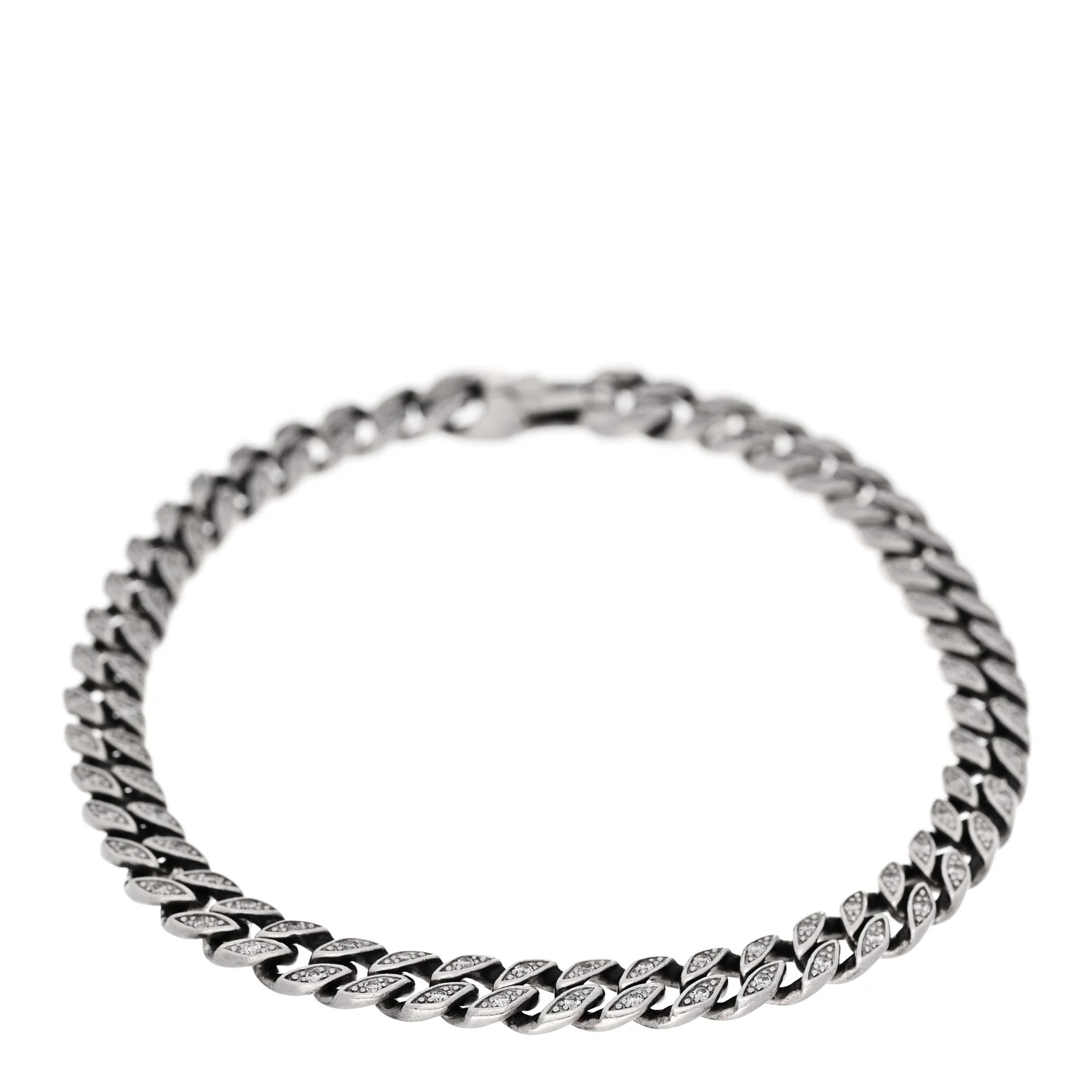 Sterling Silver Diamond 6mm Curb Chain Bracelet