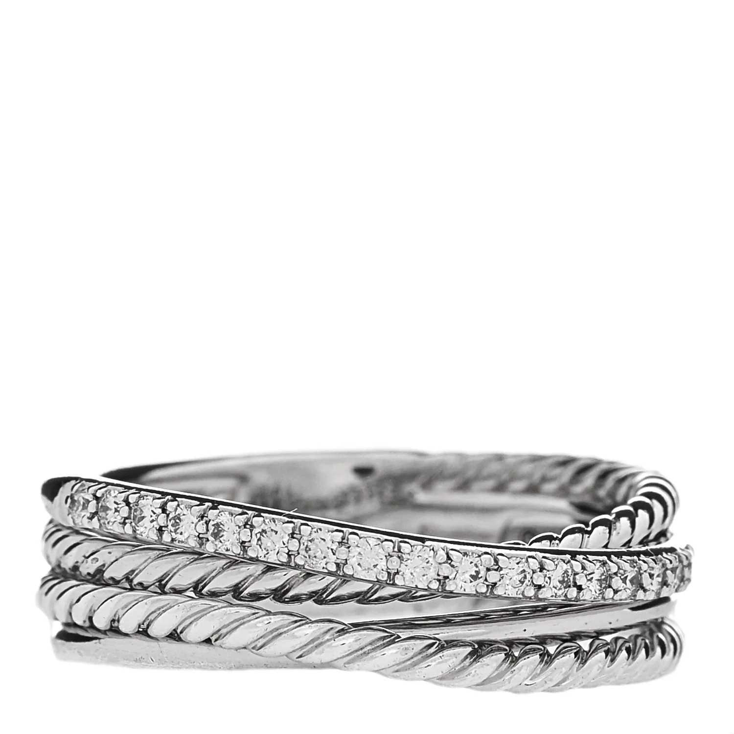 Sterling Silver Diamond 7mm Crossover Ring 59 8.75