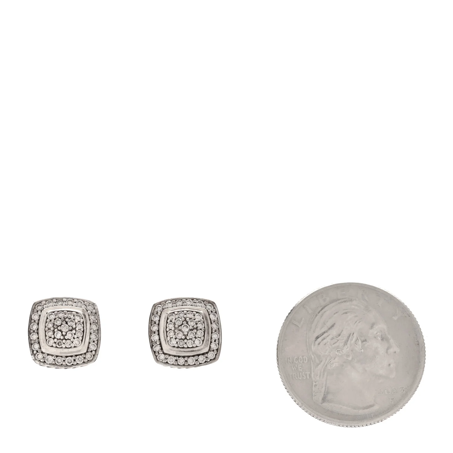 Sterling Silver Diamond 7mm Pave Albion Earrings - Image 2