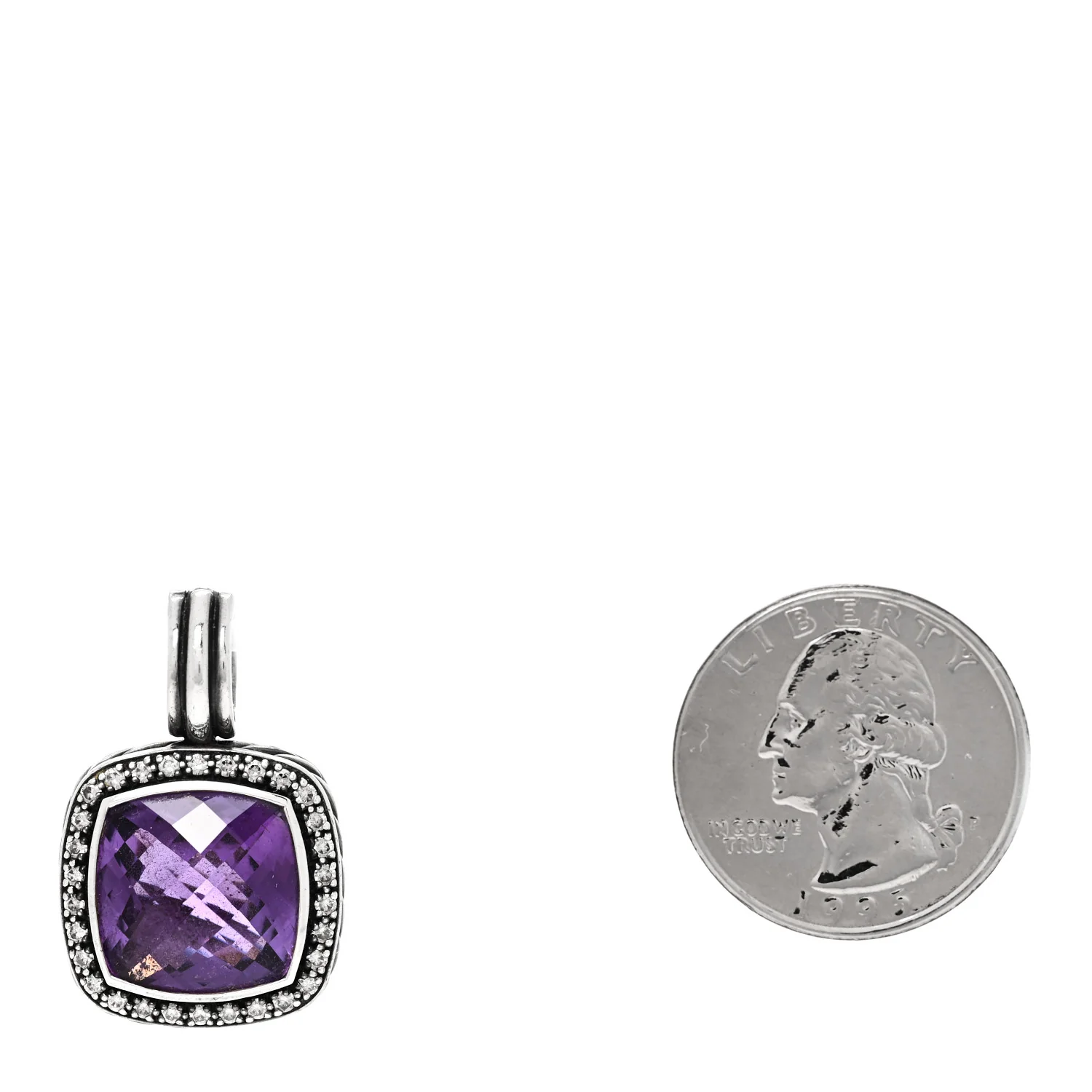 Sterling Silver Diamond Amethyst 17mm Albion Enhancer Pendant - Image 2