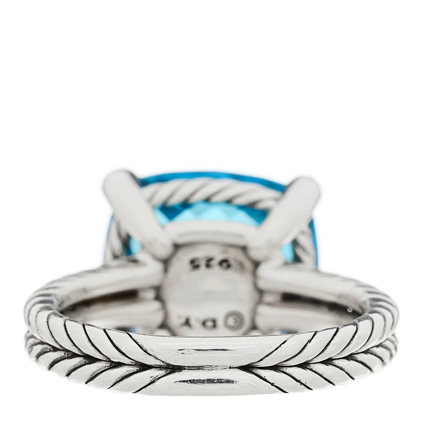 Sterling Silver Diamond Blue Topaz 14mm Chatelaine Ring 56 7.5 - Image 4