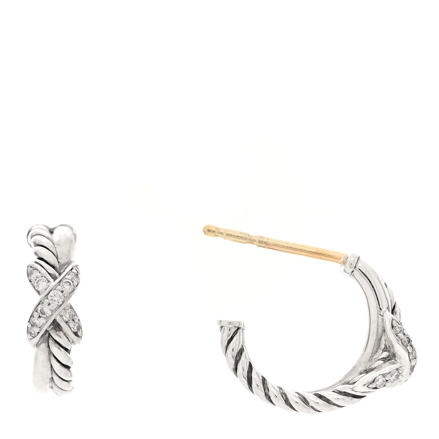 Sterling Silver Diamond Petite Crossover X Earrings
