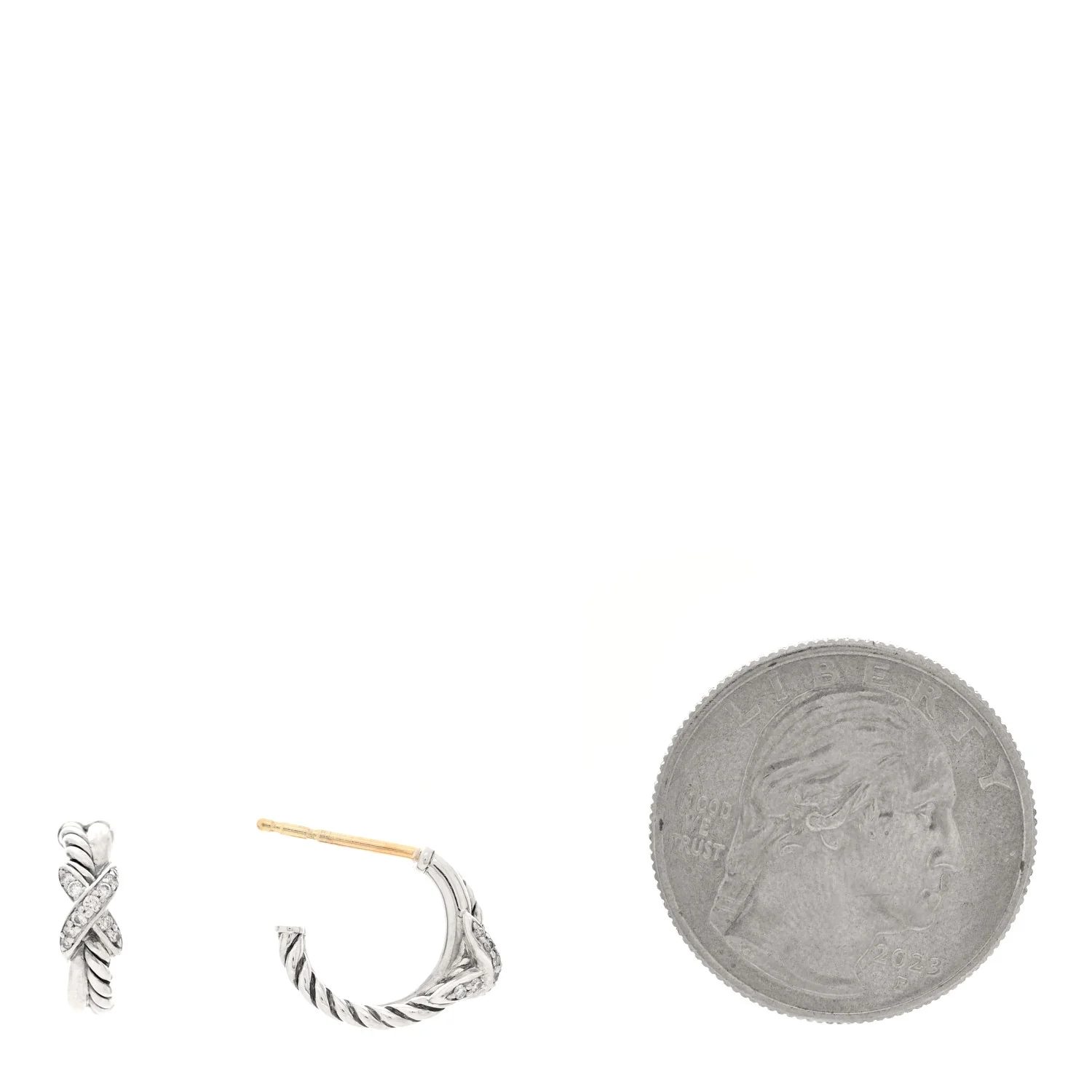 Sterling Silver Diamond Petite Crossover X Earrings - Image 2