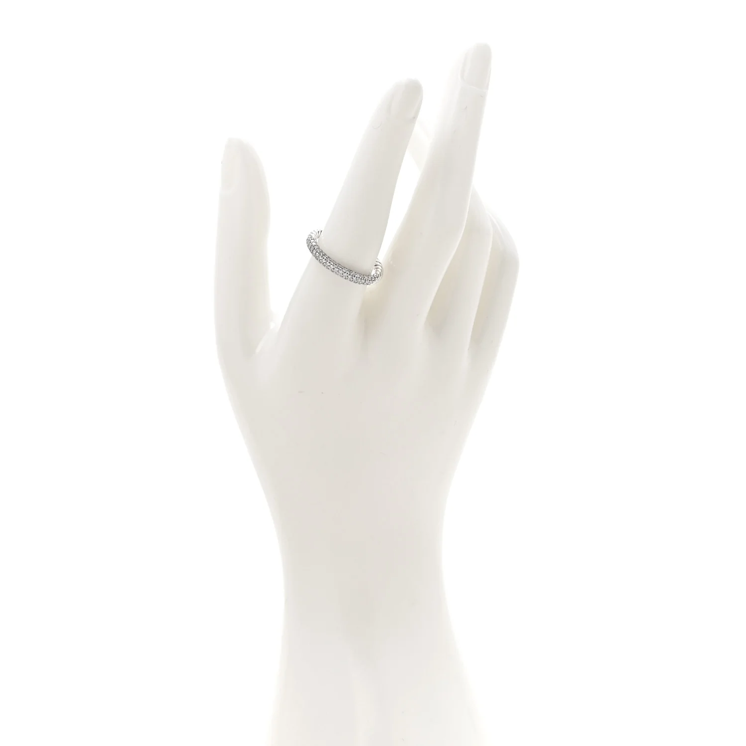Sterling Silver Diamond Petite Pave Band Ring 57 8 - Image 2