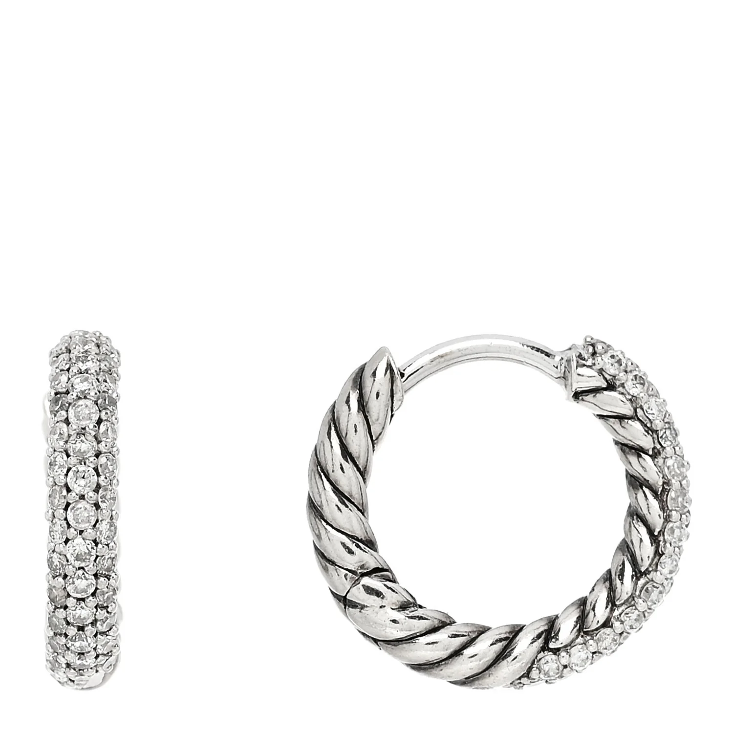 Sterling Silver Diamond Petite Pave Huggie Hoop Earrings