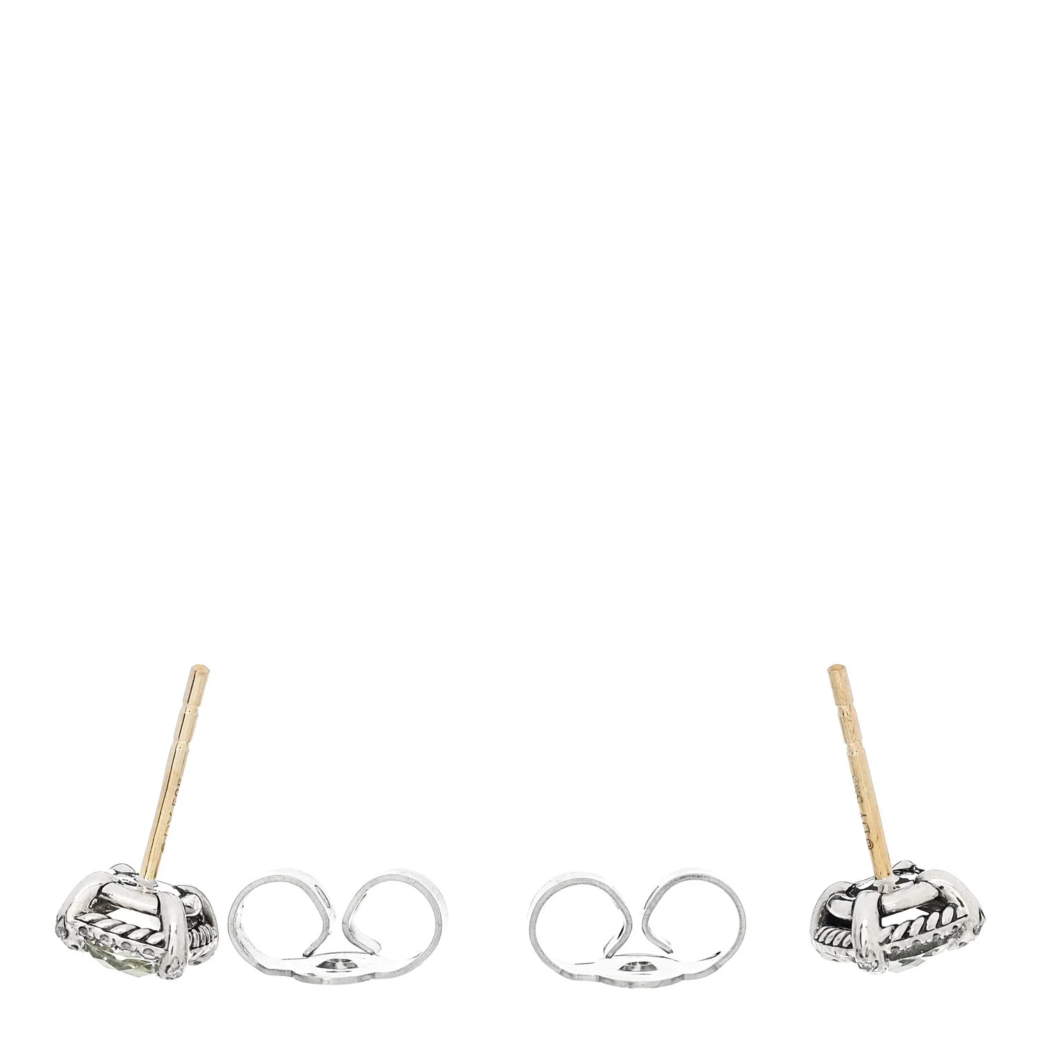 Sterling Silver Diamond Prasiolite Petite Chatelaine Pave Bezel Stud Earrings - Image 3