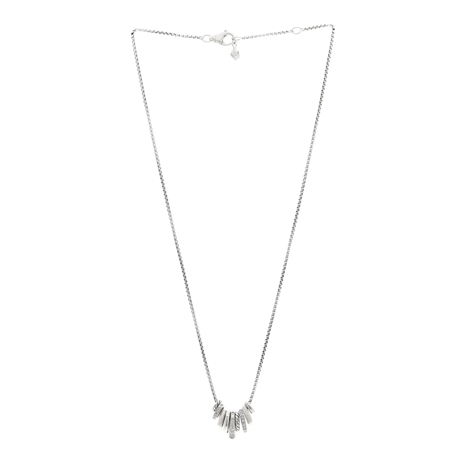 Sterling Silver Diamond Stax Rondelle Pendant Necklace - Image 3