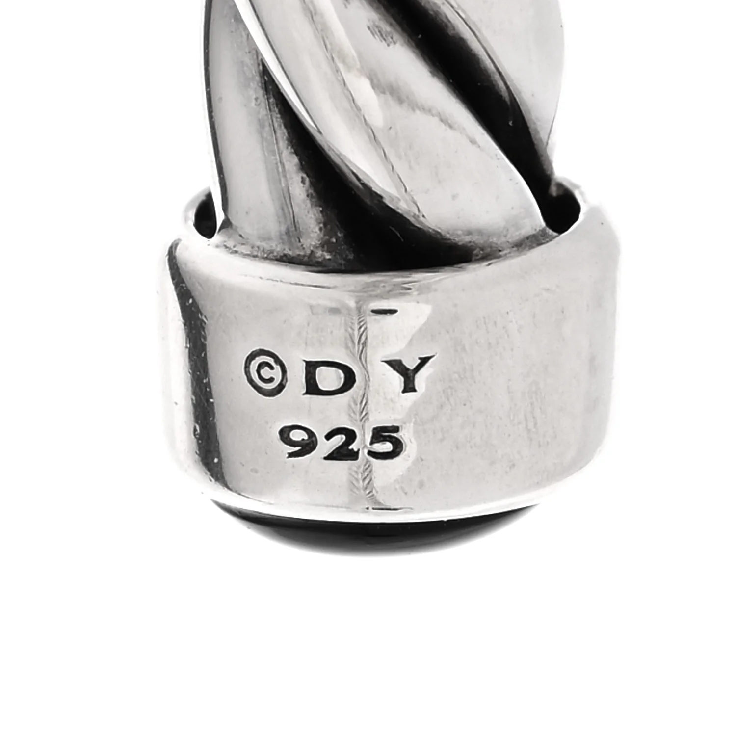 Sterling Silver Onyx 6mm Cable Classic Cuff Bracelet - Image 3