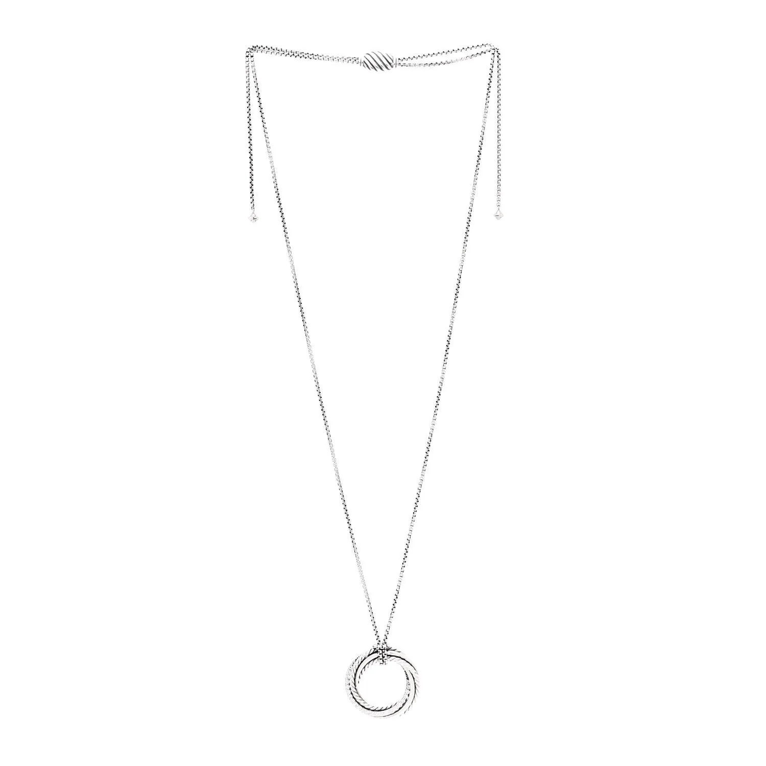 Sterling Silver Pave Diamond 30mm Crossover Circle Necklace - Image 3