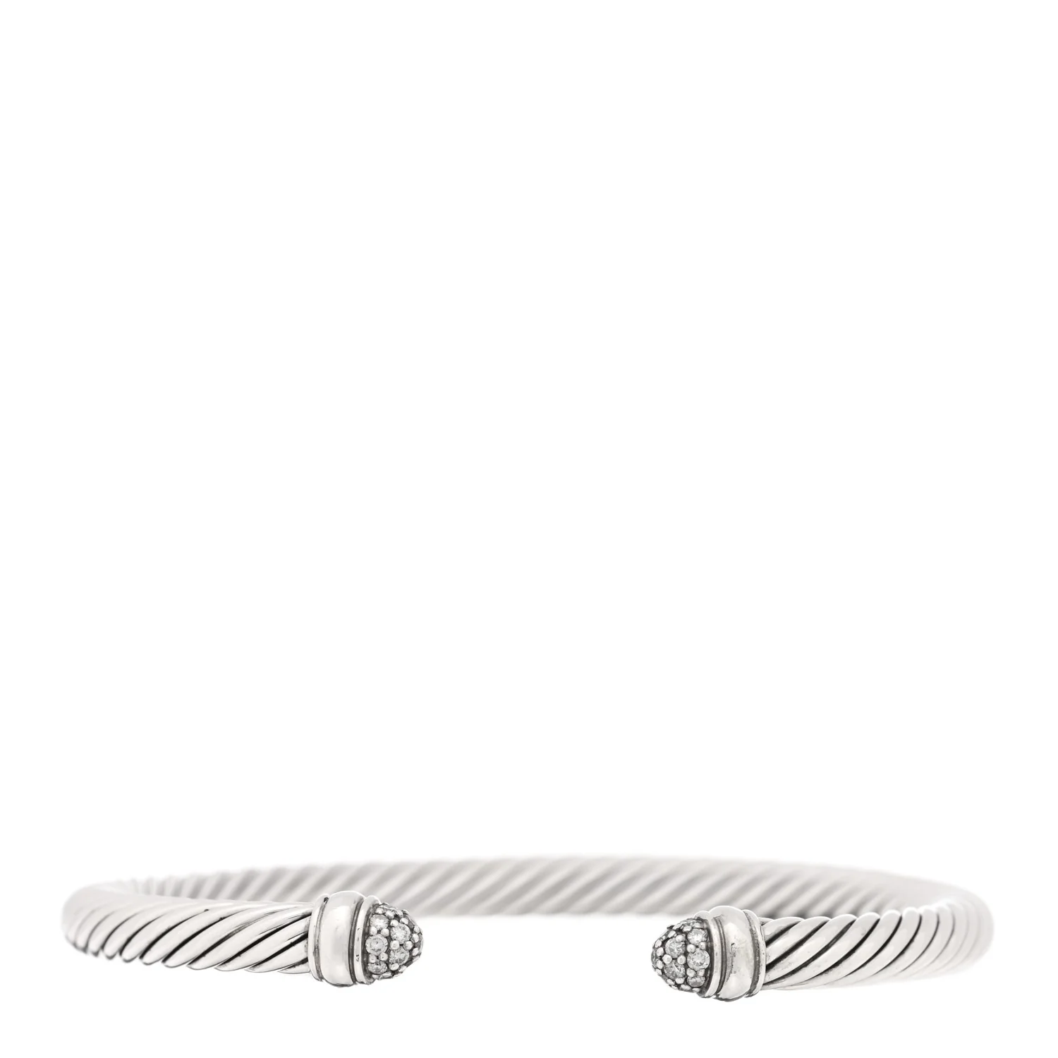 Sterling Silver Pave Diamond 5mm Cable Classics Bracelet
