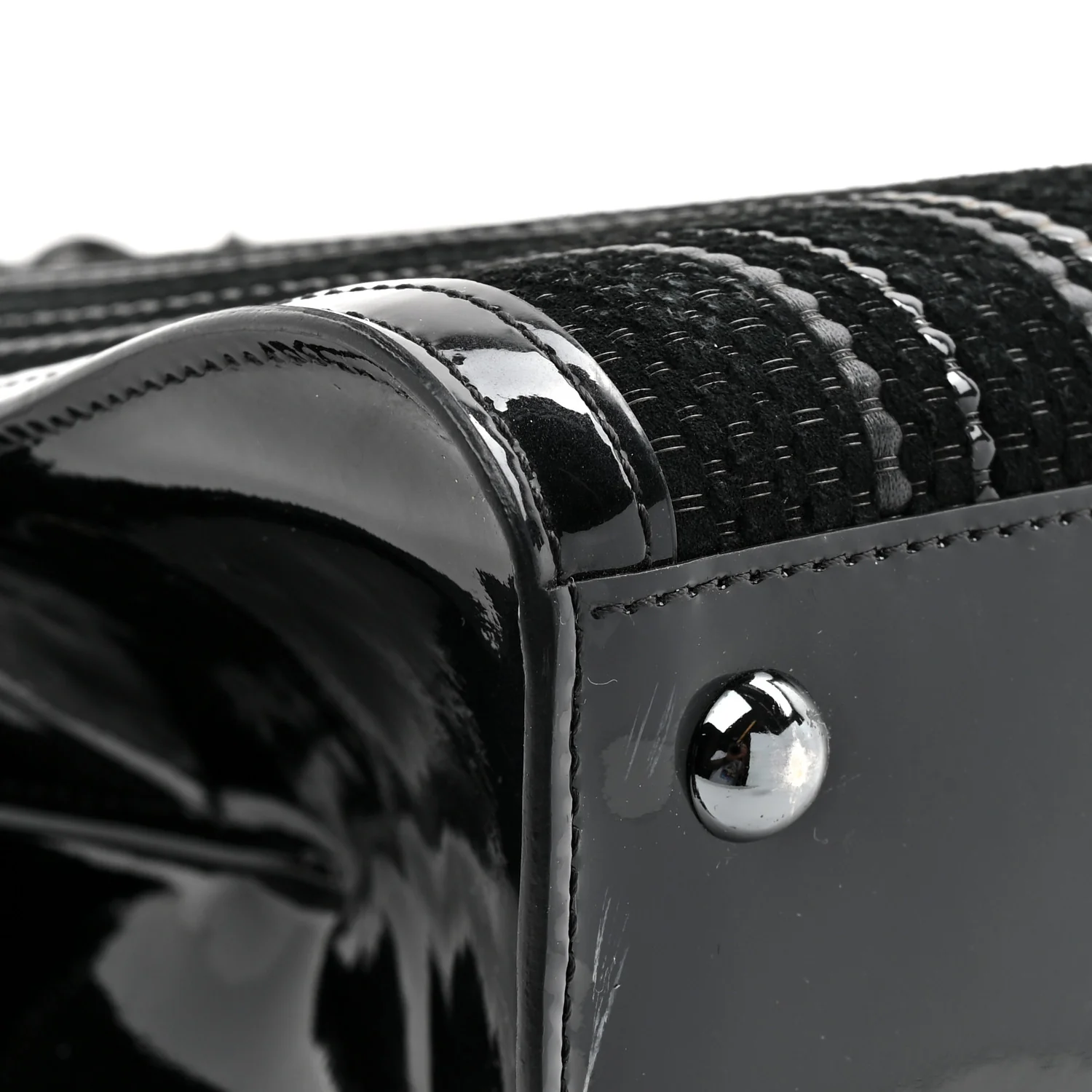 Canvas Patent Calfskin MM Brillant Satchel Black - Image 10