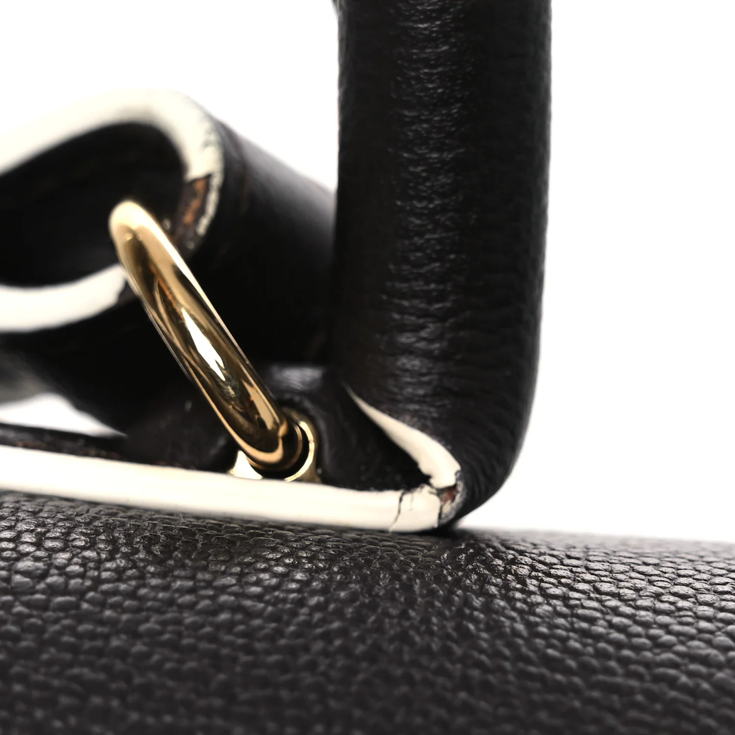 Grained Calfskin Bi-Color Brillant Mini Satchel Black - Image 12