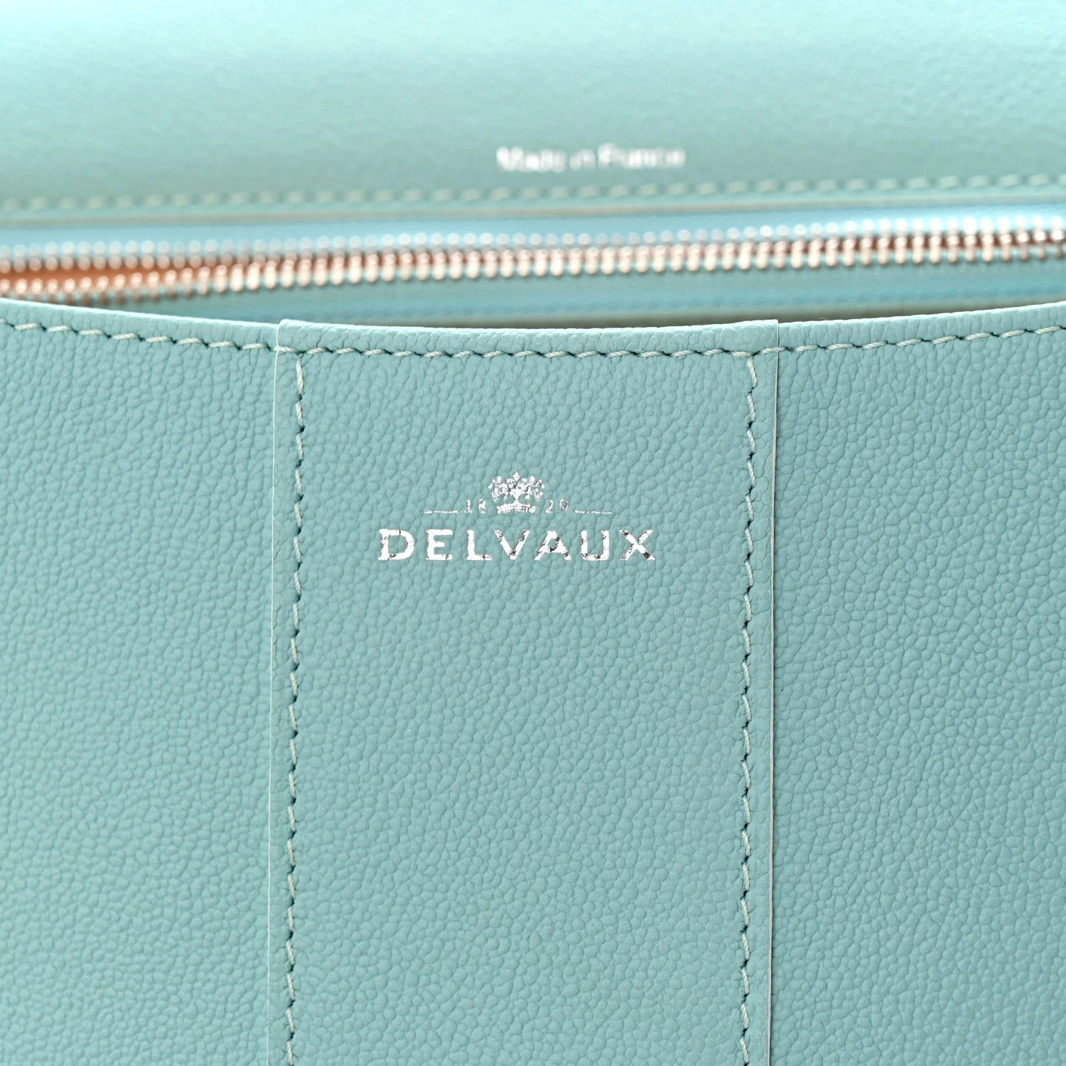 Grained Calfskin MM Brillant Satchel Light Blue - Image 6