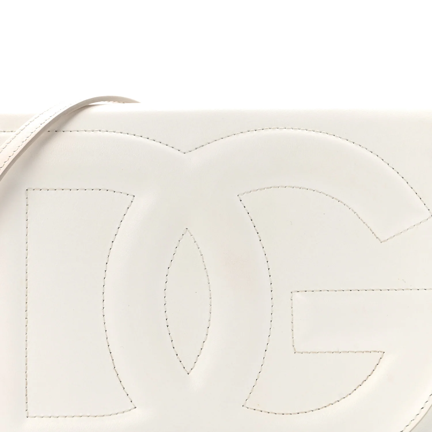 Calfskin DG Logo Flap Crossbody Bag White - Image 7