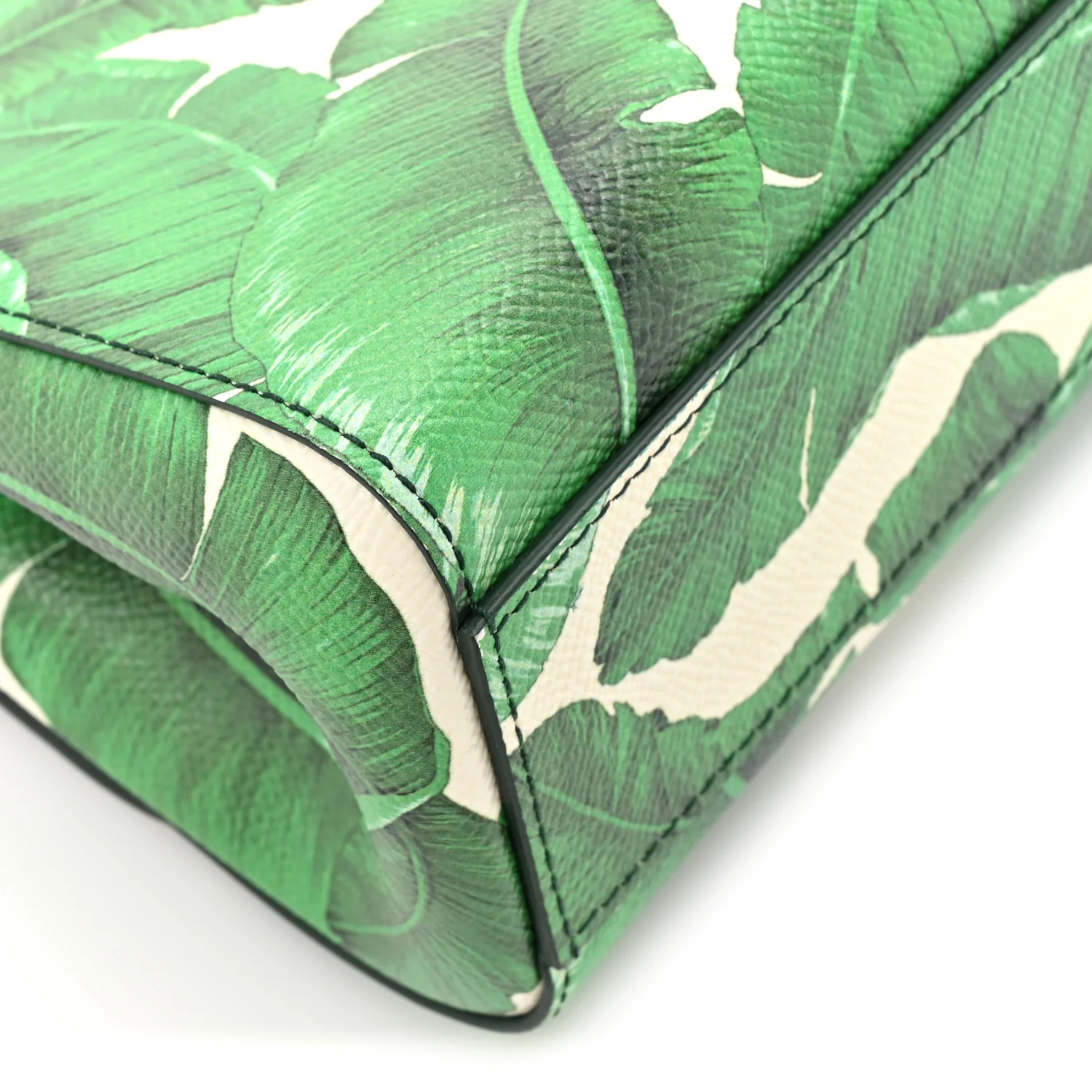 Dauphine Banana Leaf Print Small Miss Sicily Satchel Green White - Image 10