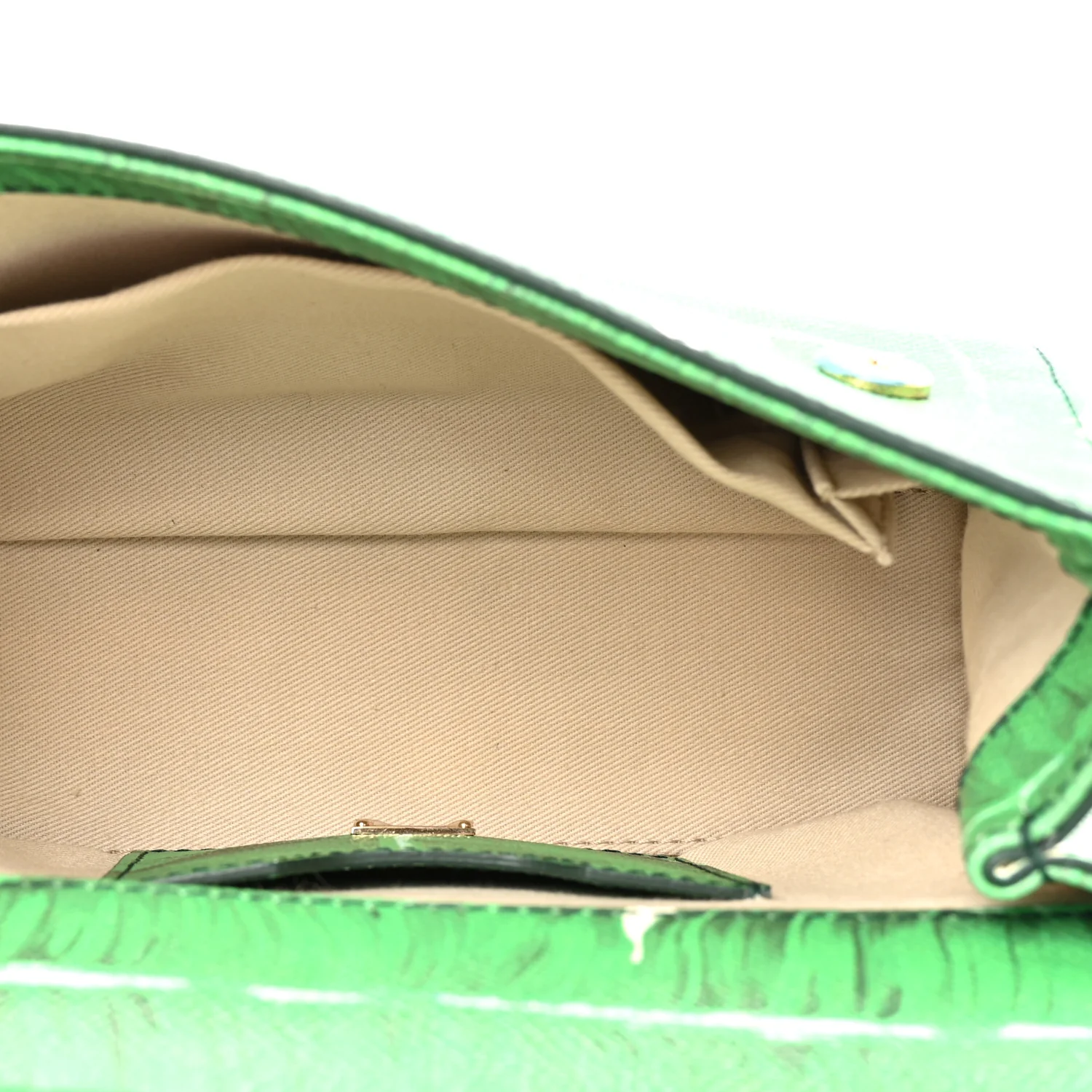 Dauphine Banana Leaf Print Small Miss Sicily Satchel Green White - Image 6