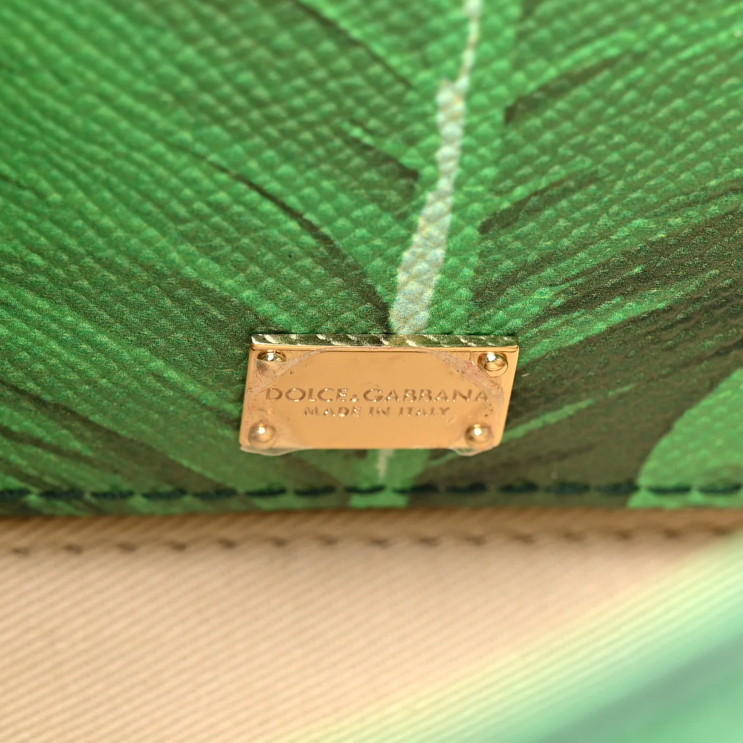 Dauphine Banana Leaf Print Small Miss Sicily Satchel Green White - Image 7