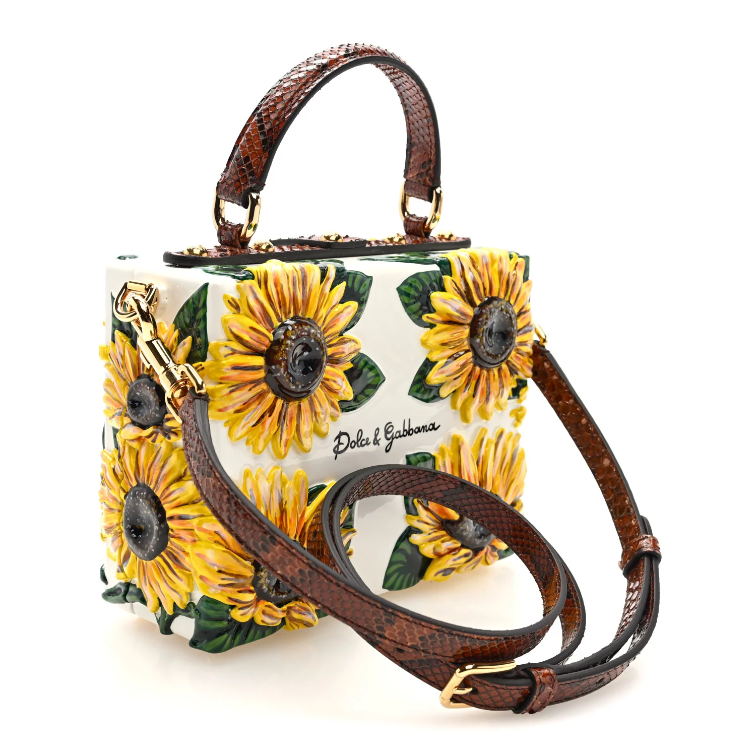 Plexiglass Snakeskin Girasoli Box Bag Bruciato Multicolor - Image 3