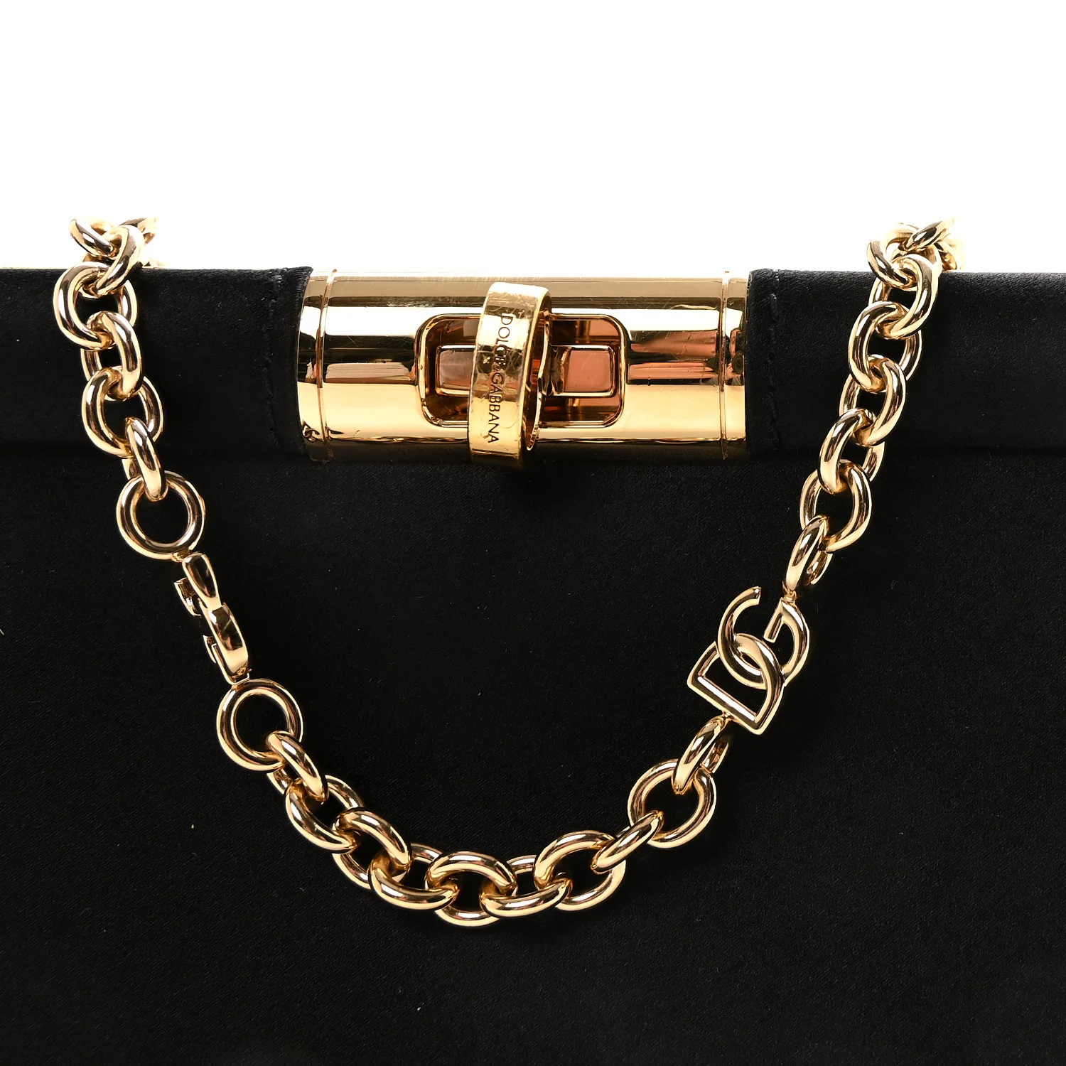 Satin Small Marlene Chain Clutch Black - Image 7