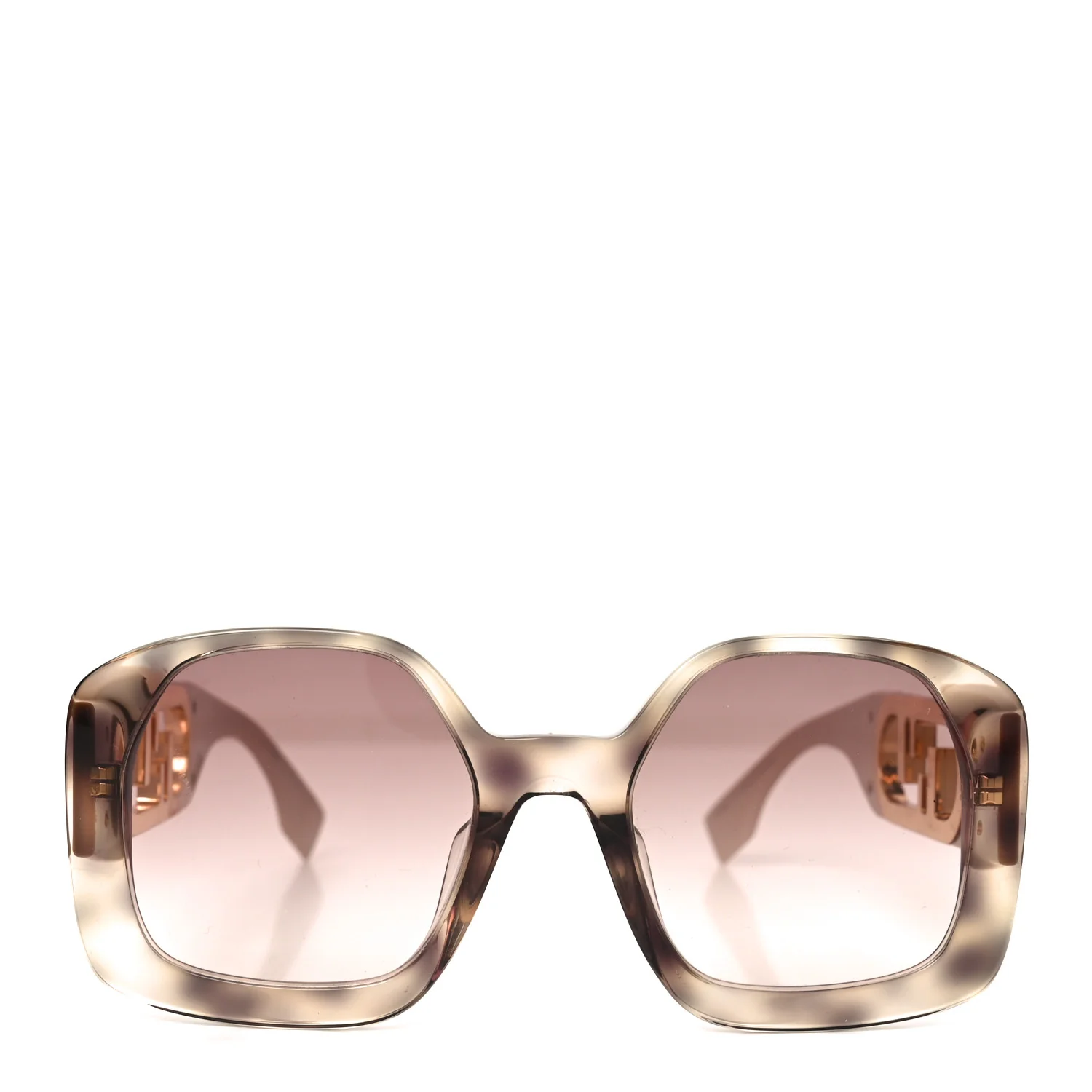 Acetate O'Lock Square Sunglasses FE40048U Havana Beige - Image 2