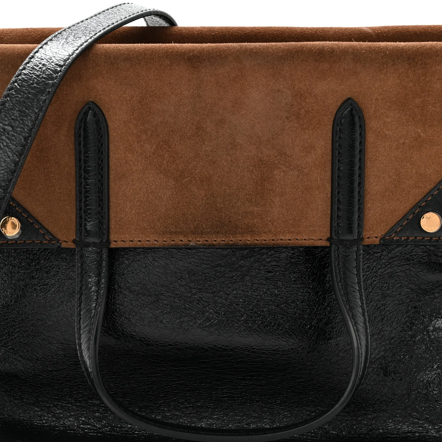 Agnello Old Shine Vitello Go Rain Small Flip Tote Black Marrone - Image 7
