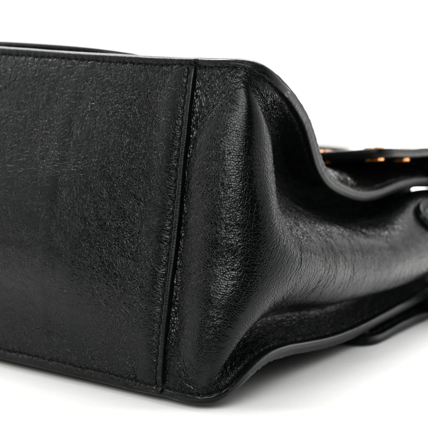 Agnello Old Shine Vitello Go Rain Small Flip Tote Black Marrone - Image 9