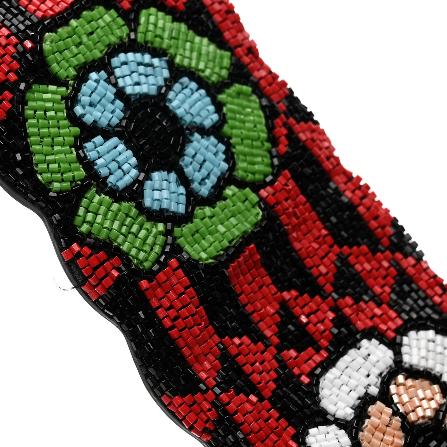 Beaded Vitello Dolce Embroidered Flower Strap You Black Multicolor - Image 6
