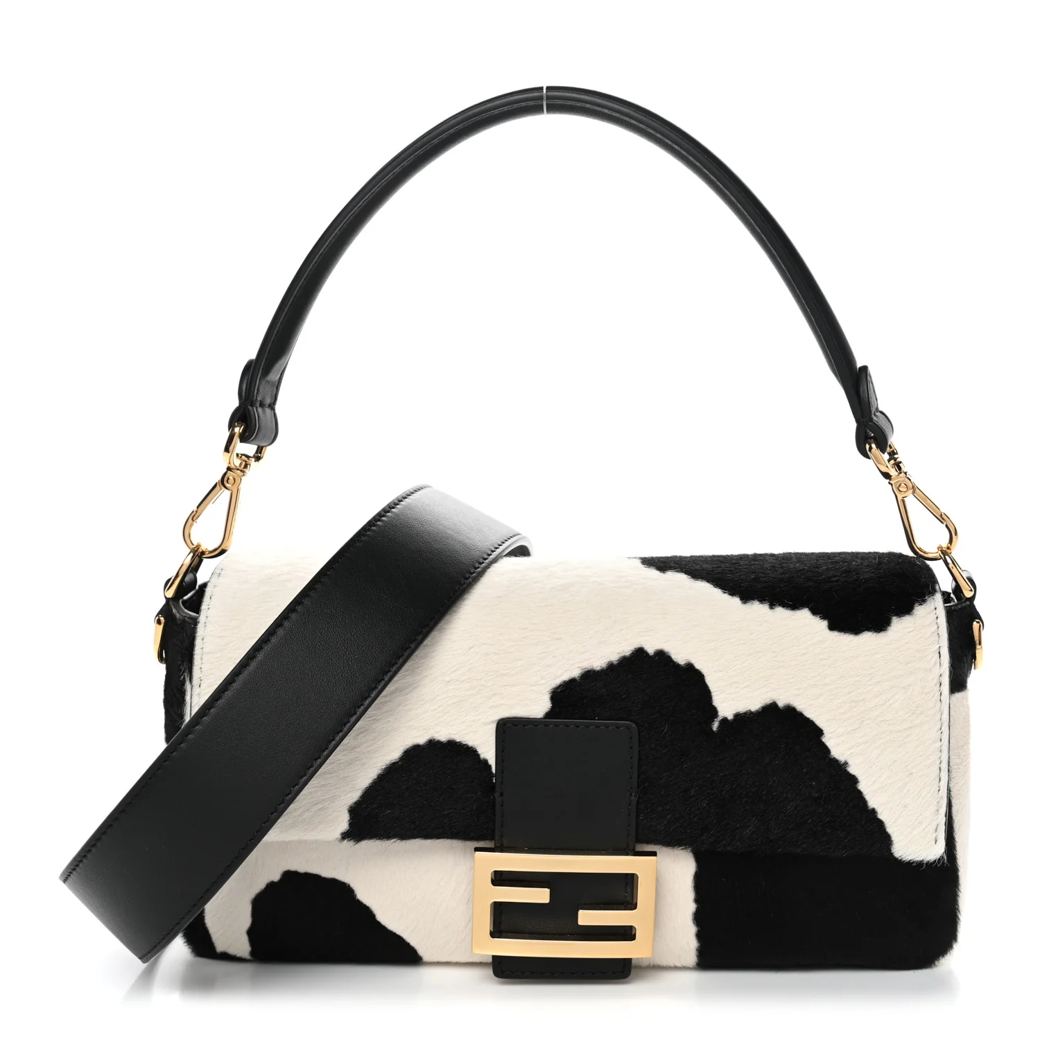 Calf Hair Baguette Black White