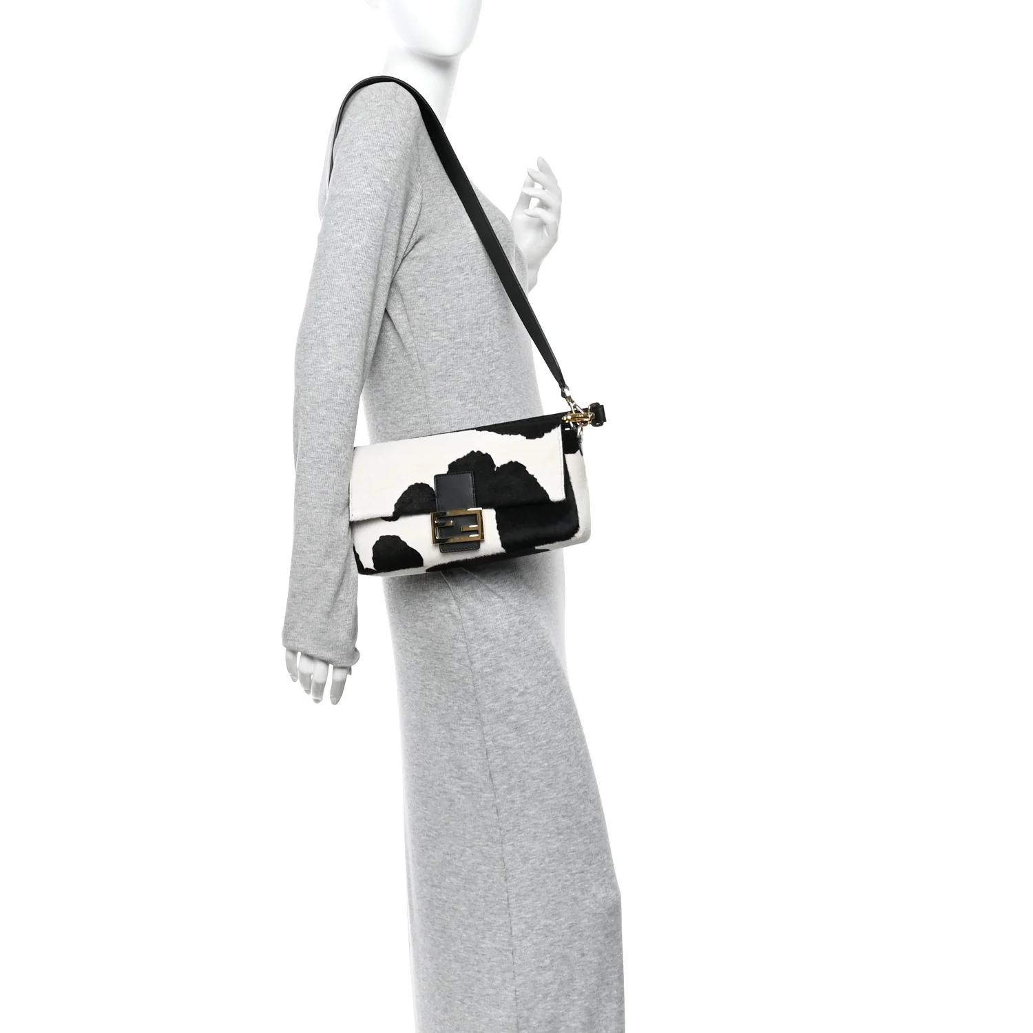 Calf Hair Baguette Black White - Image 2