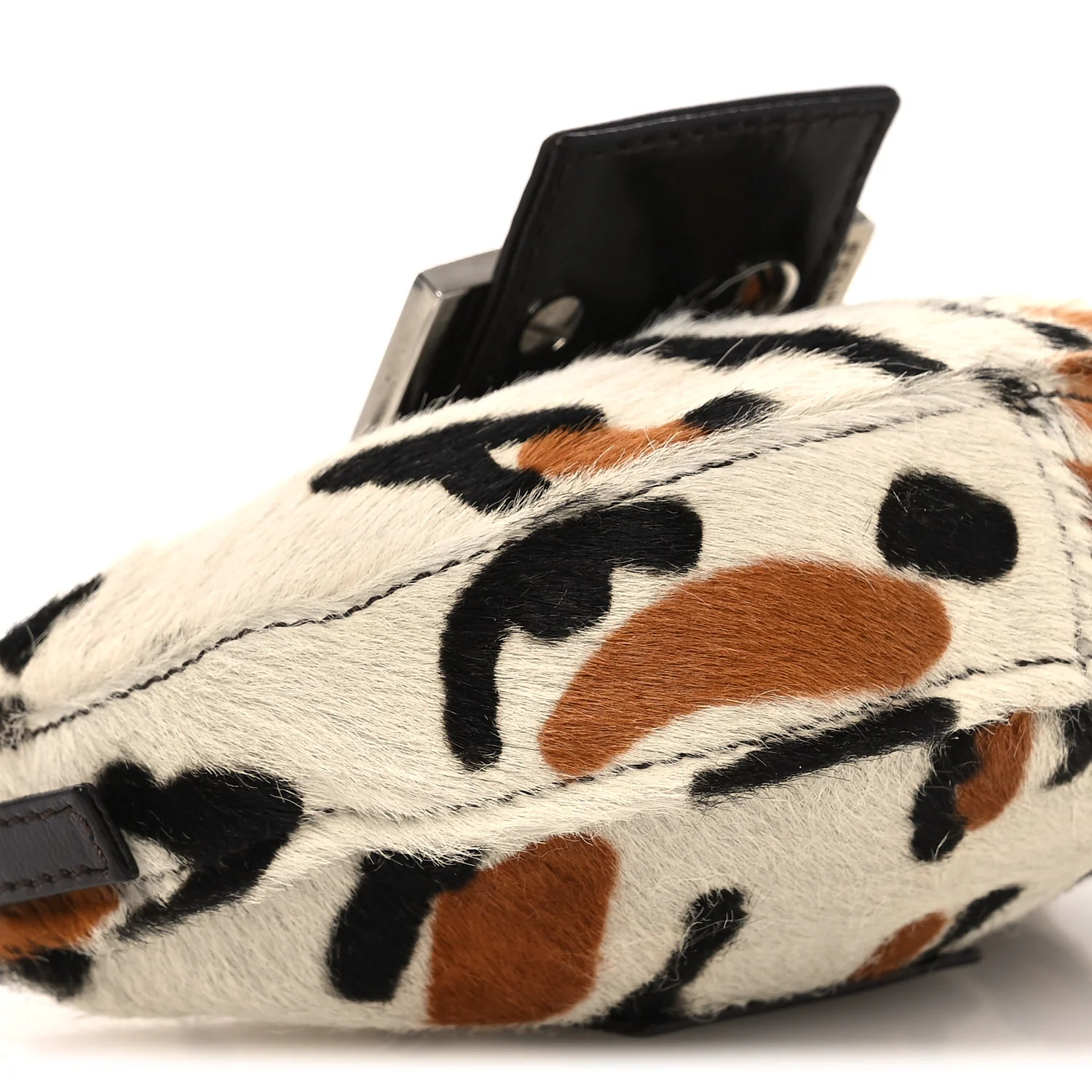 Calf Hair Leopard Print Croissant White Brown - Image 8