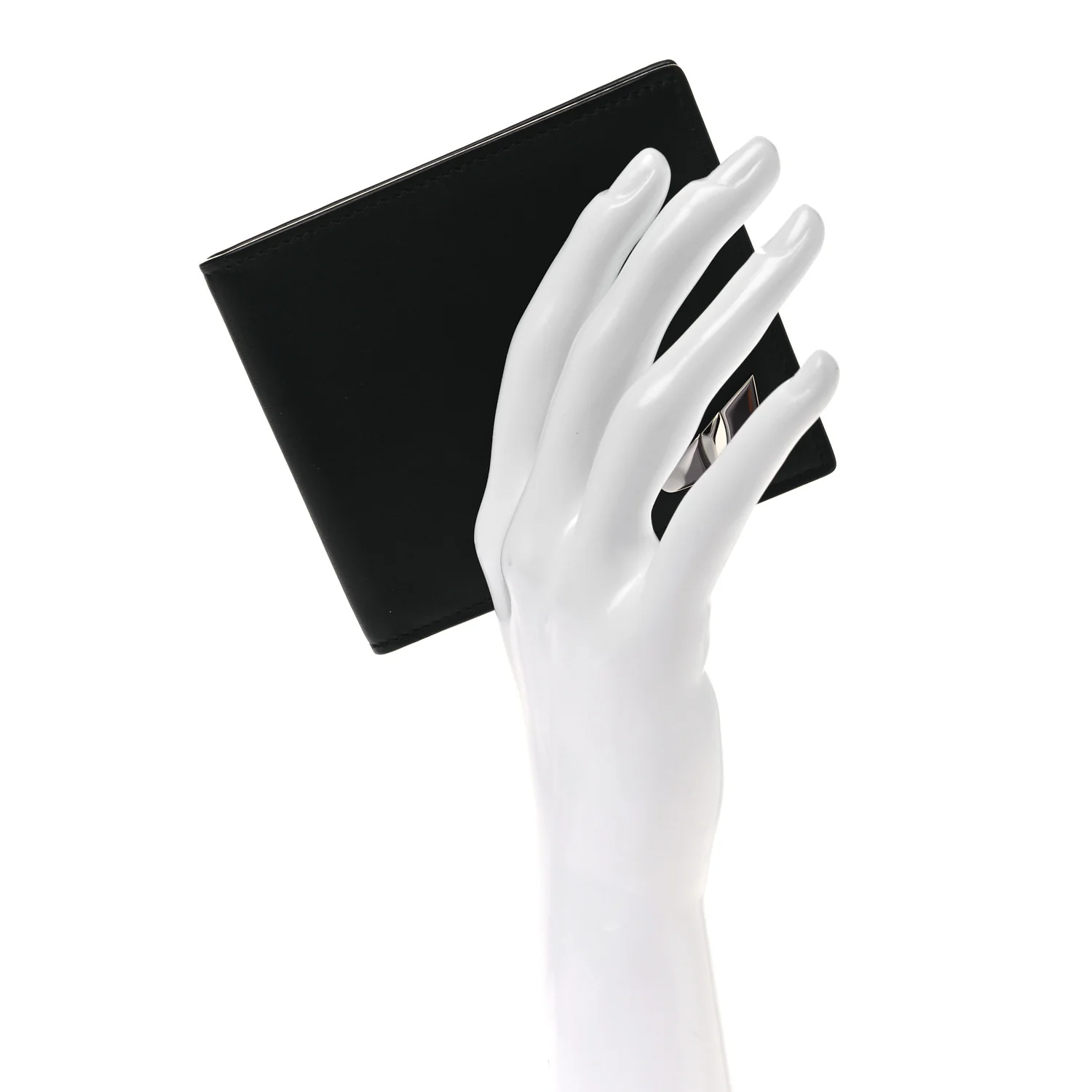 Calfskin Metal Monster Eyes Bi-fold Wallet Black - Image 2