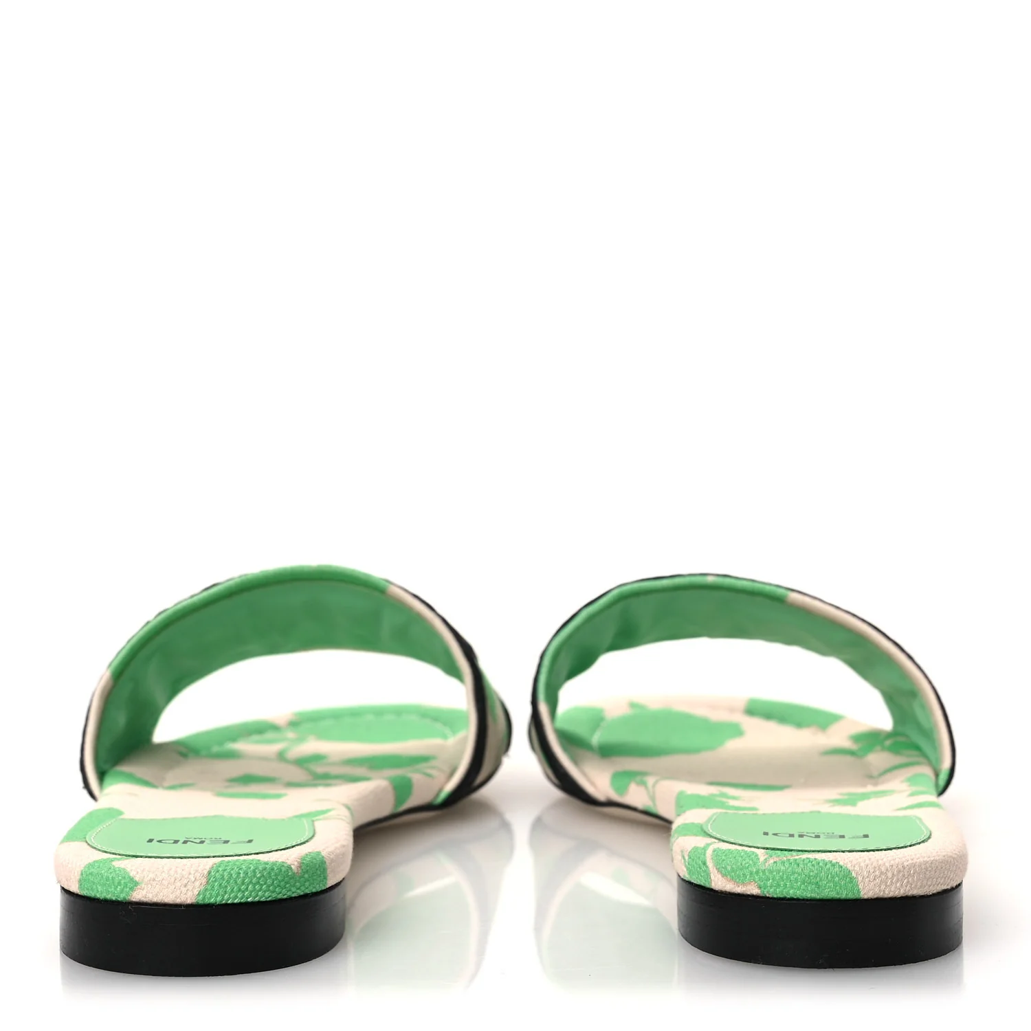 Canvas Floral Print Logo Flat Slide Sandals 39.5 Green - Image 6