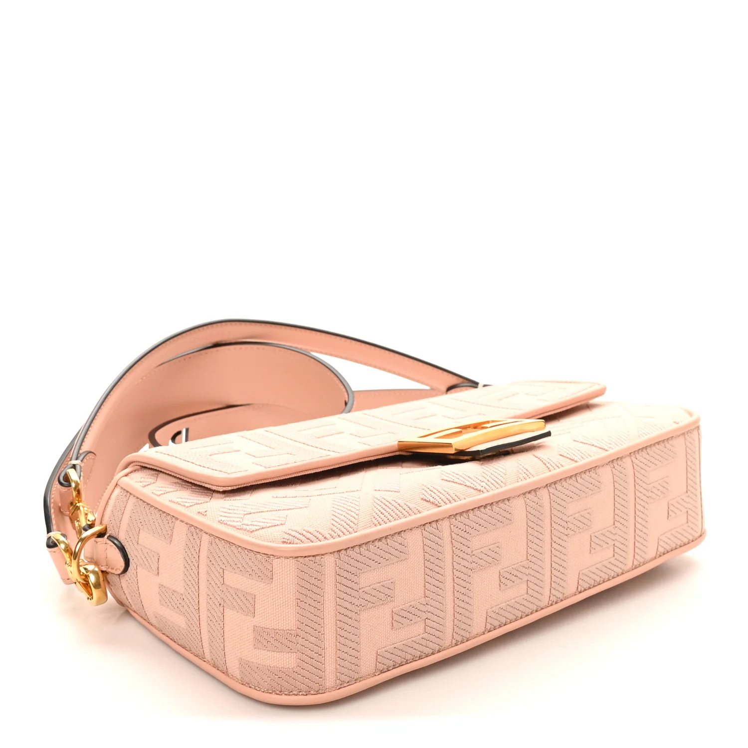 Canvas Vitello King Extra Strap FF Embroidered Baguette Baby Pink - Image 4