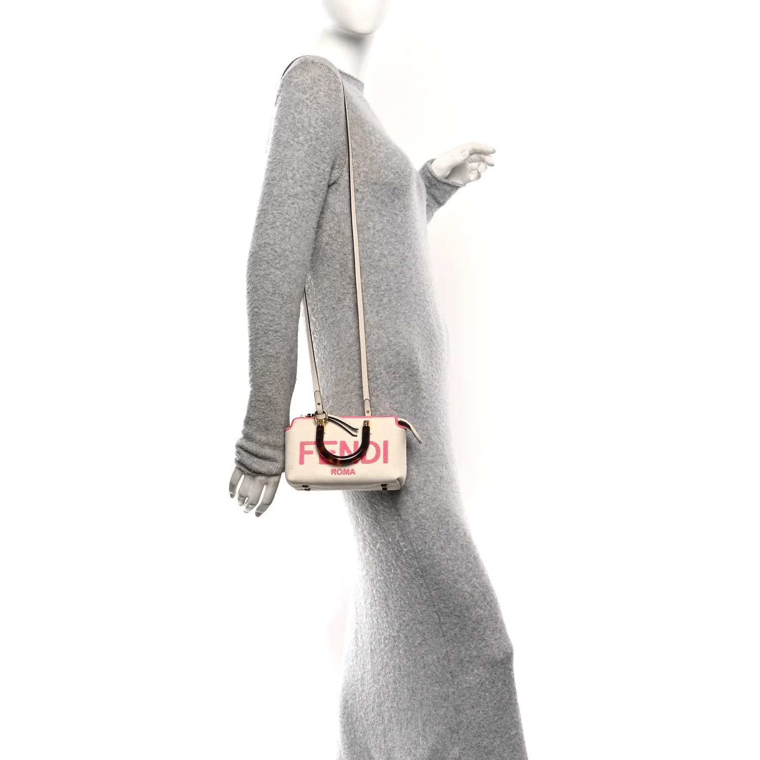 Canvas Vitello King Plexiglass Logo Embroidered Mini By The Way Top Handle Boston Bag Grezzo Pink Dalia - Image 2