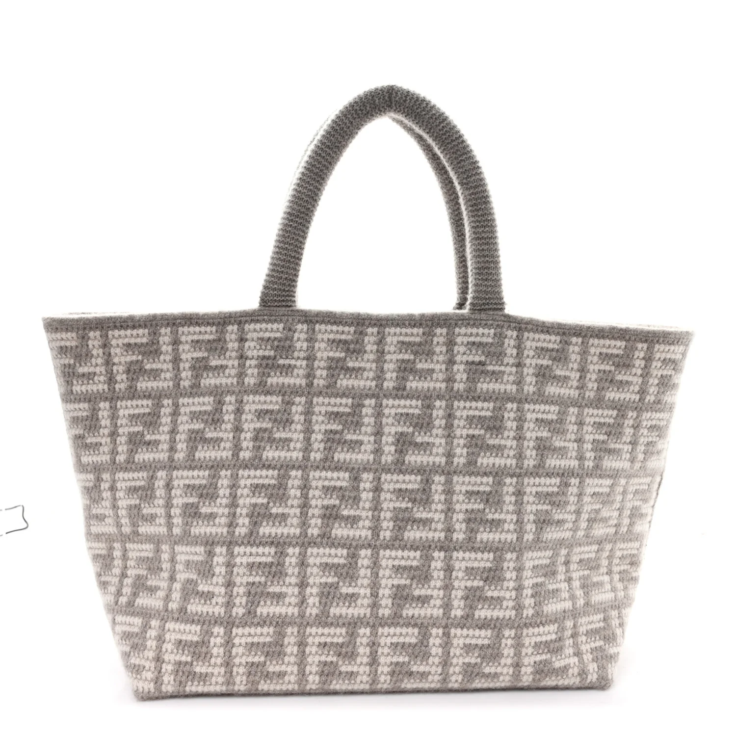Cashmere Knit FF Large Shopper Tote Tortora
