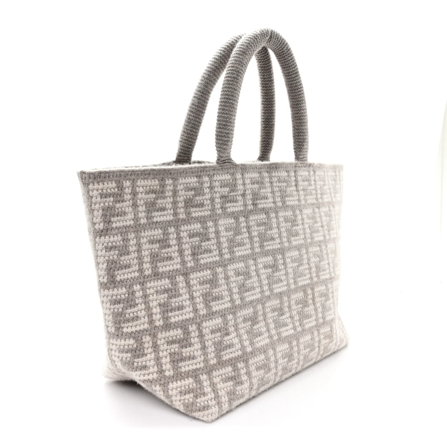 Cashmere Knit FF Large Shopper Tote Tortora - Image 3