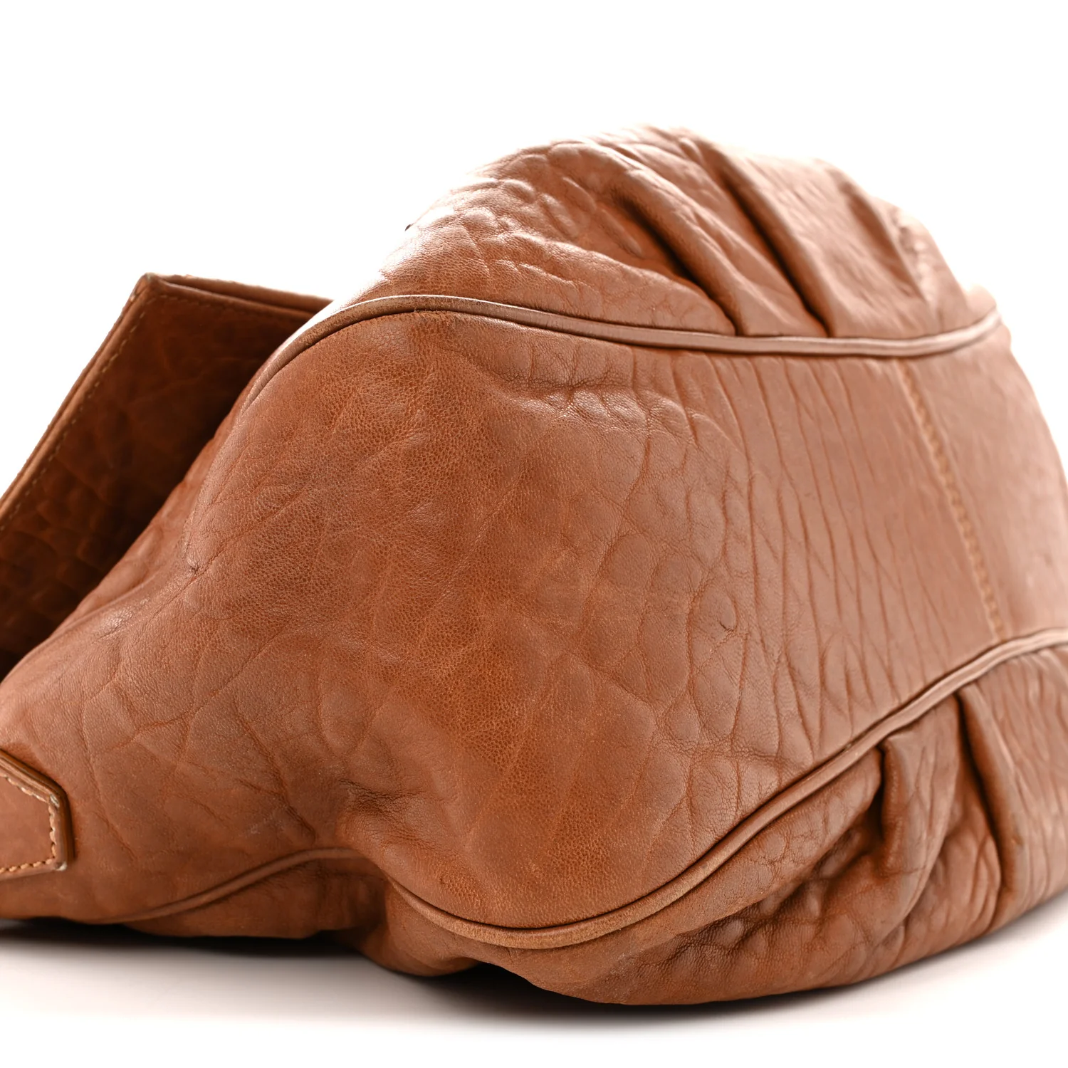 Crinkled Lambskin Mia Shoulder Flap Camel - Image 9