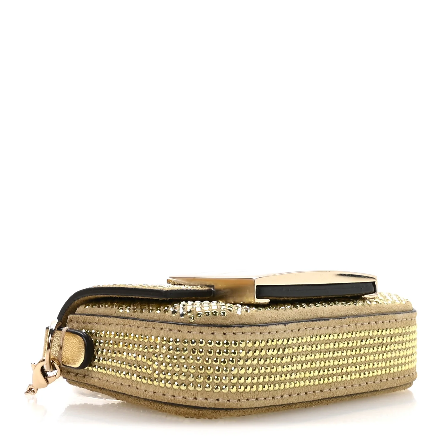 Crystal Vitello Laminato FF Nano Maxi Buckle Baguette Charm Light Gold - Image 3