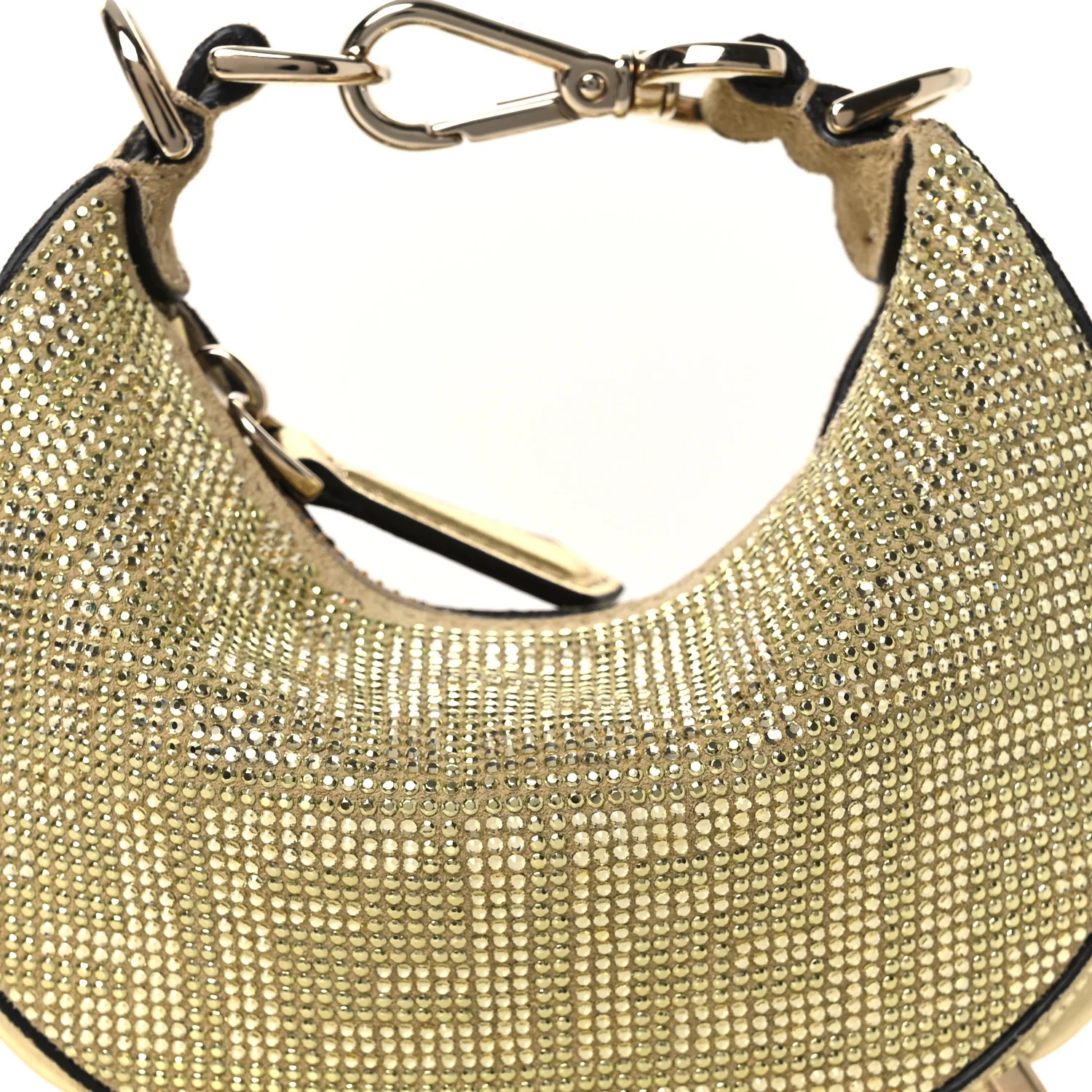 Crystal Vitello Laminato Suede FF Nano Fendigraphy Hobo Bag Platino - Image 8