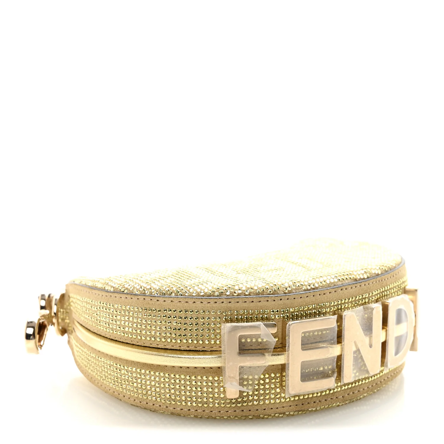 Crystal Vitello Laminato Suede FF Nano Fendigraphy Hobo Charm Platino - Image 4