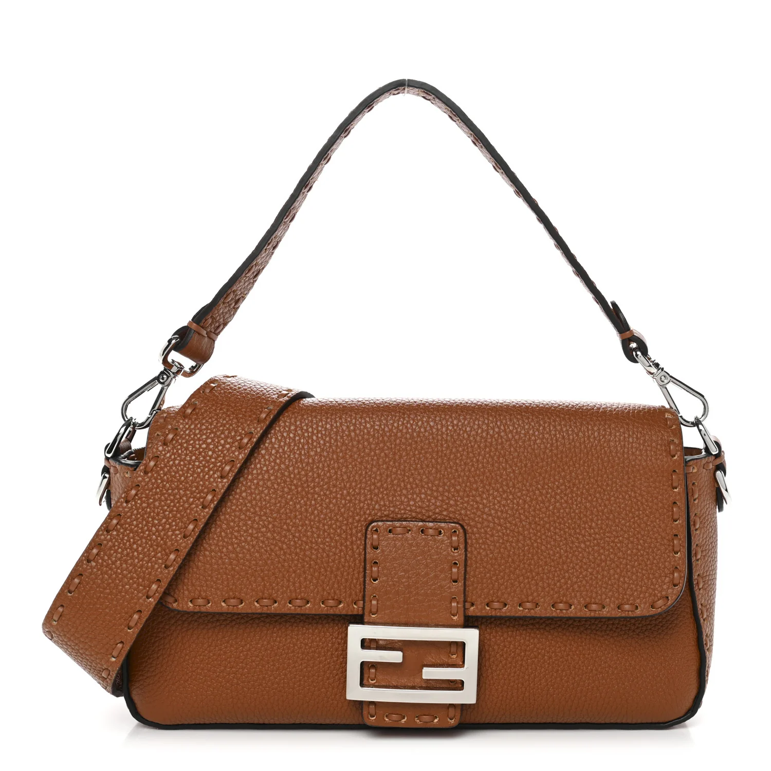 Cuoio Roma Sellerissima Nappa Sintetica Tape Stitch Baguette Brandy