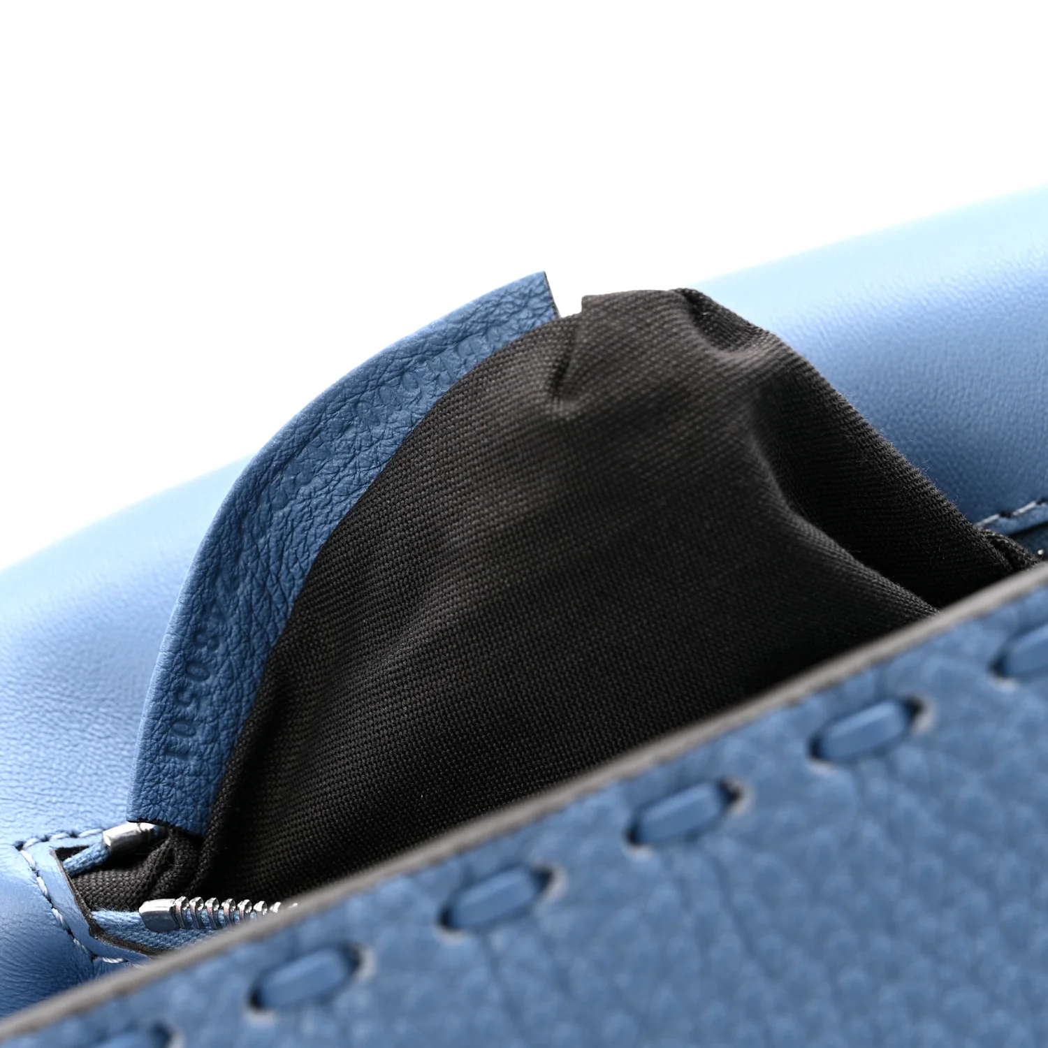Cuoio Roma Sellerissima Nappa Sintetica Tape Stitch Baguette Placca Placca Argento Blue - Image 7