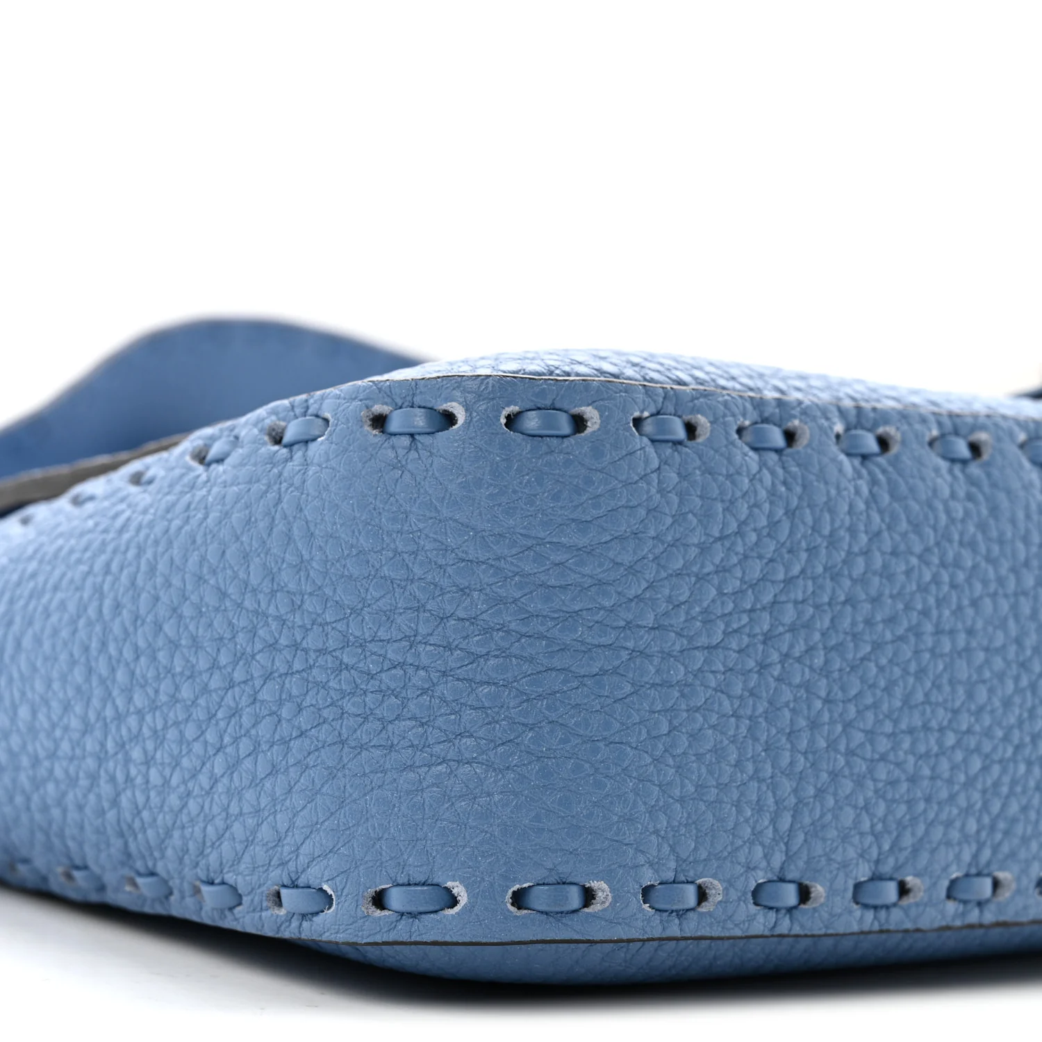Cuoio Roma Sellerissima Nappa Sintetica Tape Stitch Baguette Placca Placca Argento Blue - Image 9