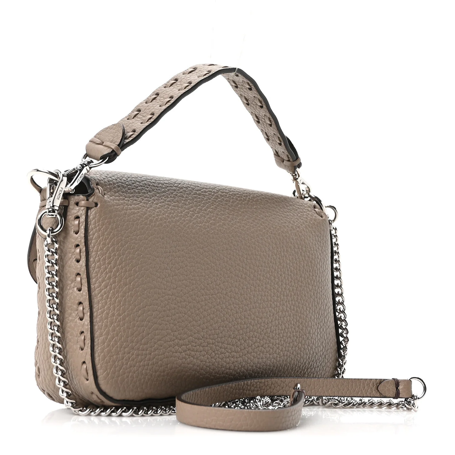 Cuoio Roma Sellerissima Nappa Sintetica Tape Stitch Mini Baguette Argento - Image 3