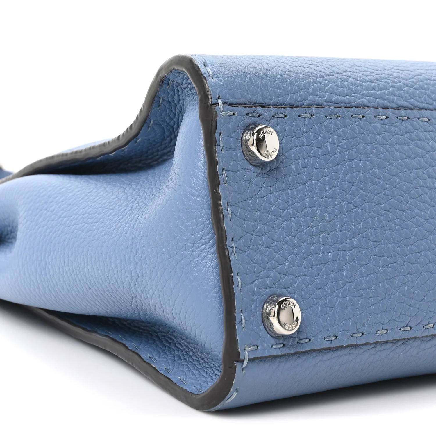 Cuoio Romano Selleria Bi-Color Medium Peekaboo Iconic Satchel Argento Blue Asfalto - Image 8