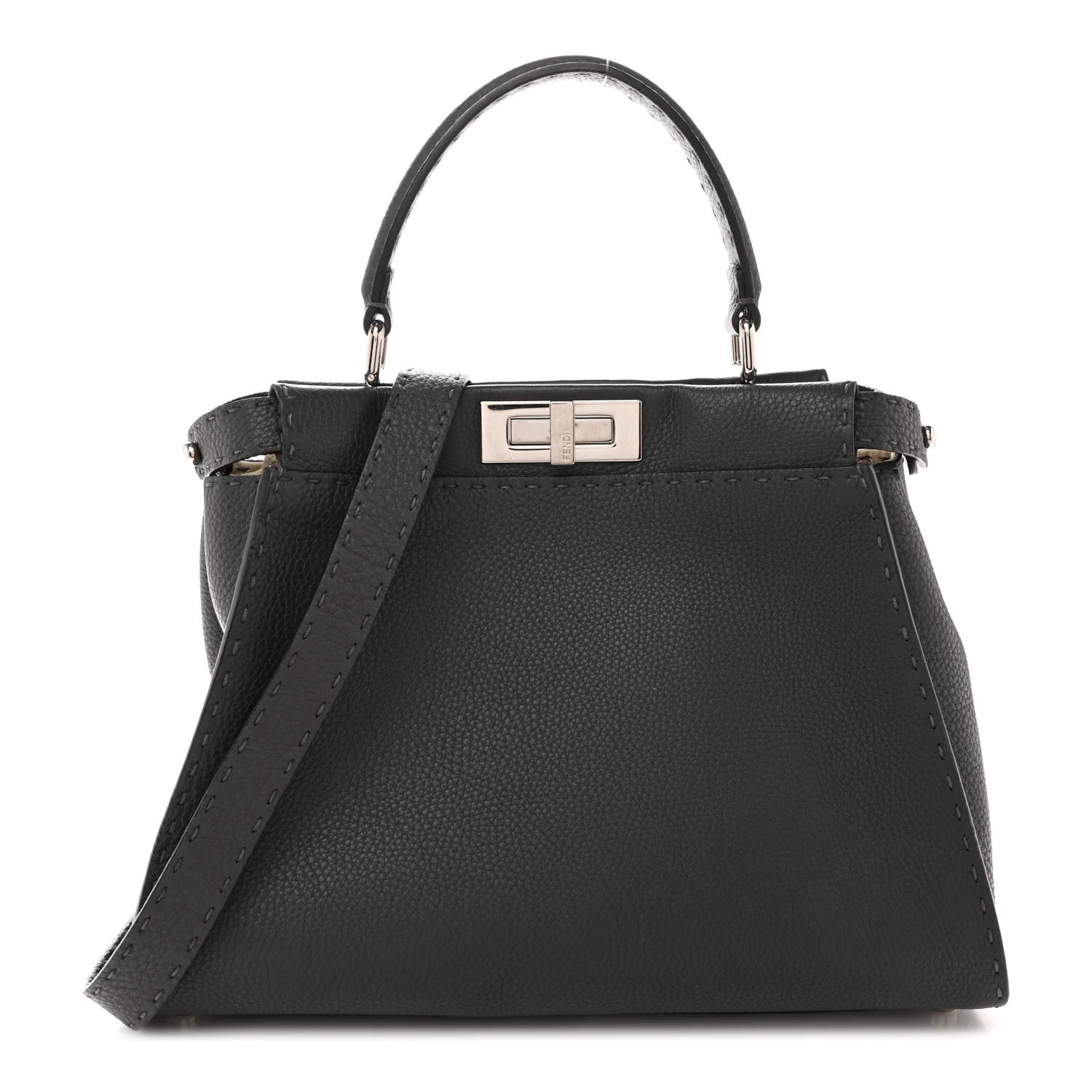 Cuoio Romano Selleria Bi-Color Medium Peekaboo Iconic Satchel Asfalto Latte