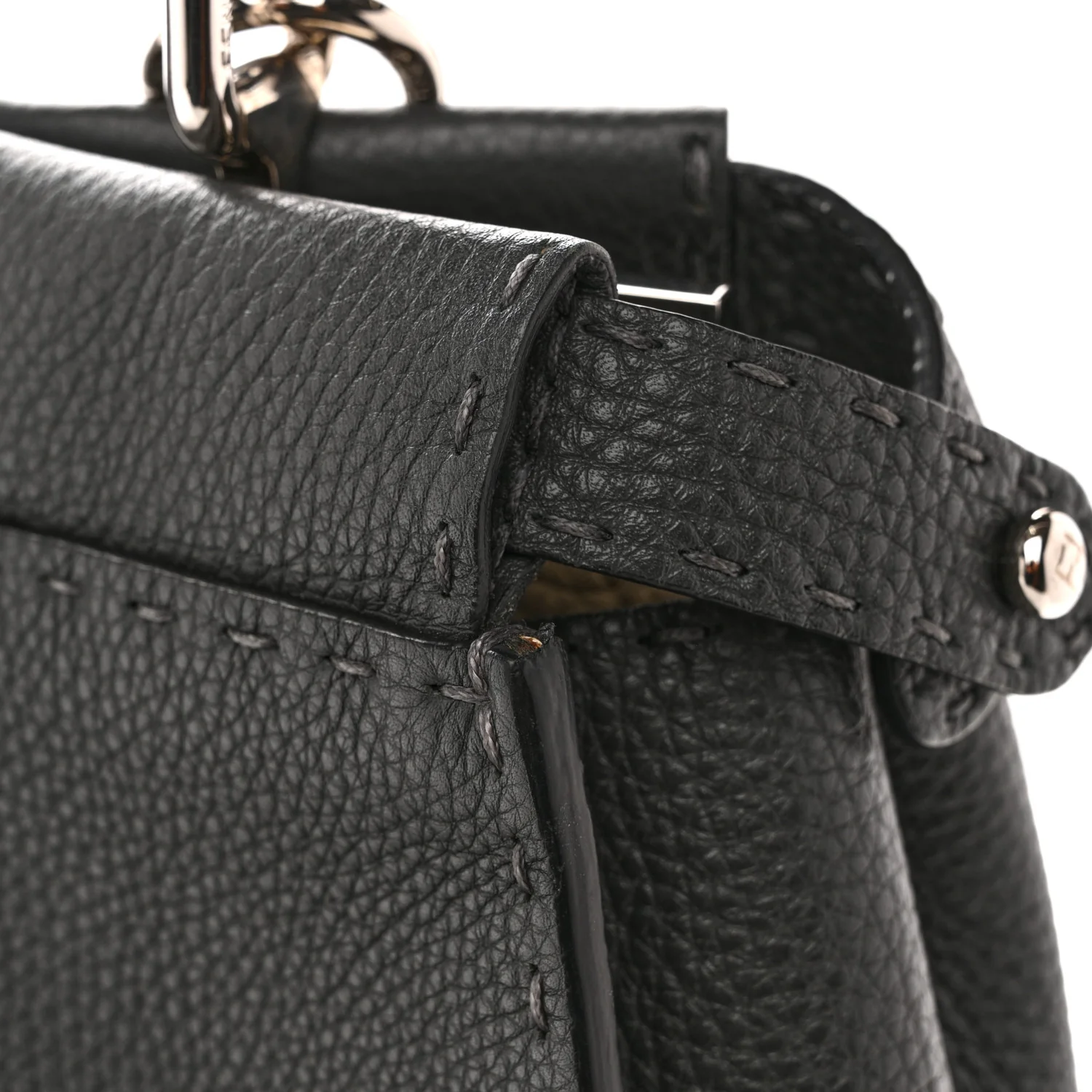 Cuoio Romano Selleria Bi-Color Medium Peekaboo Iconic Satchel Asfalto Latte - Image 11