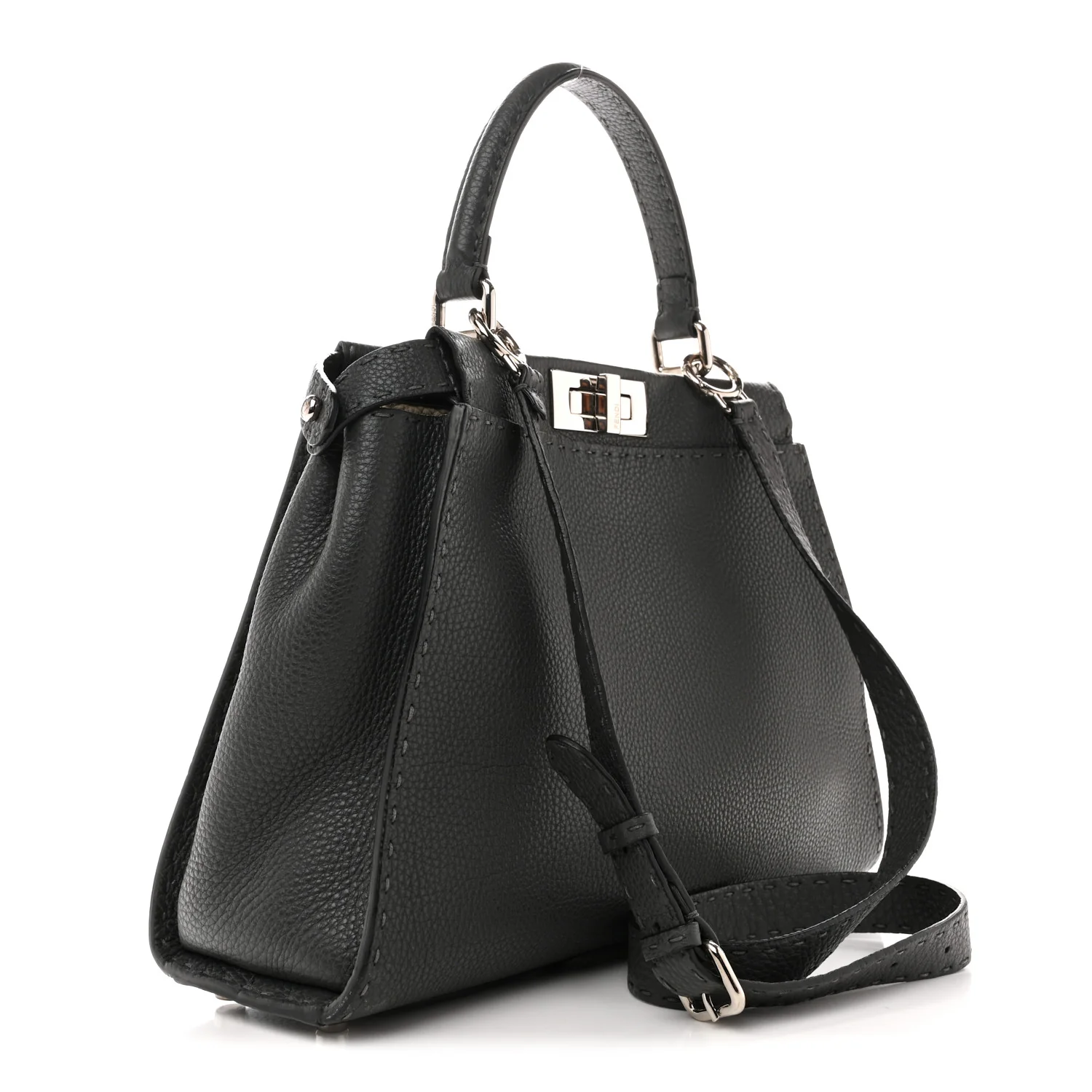 Cuoio Romano Selleria Bi-Color Medium Peekaboo Iconic Satchel Asfalto Latte - Image 3