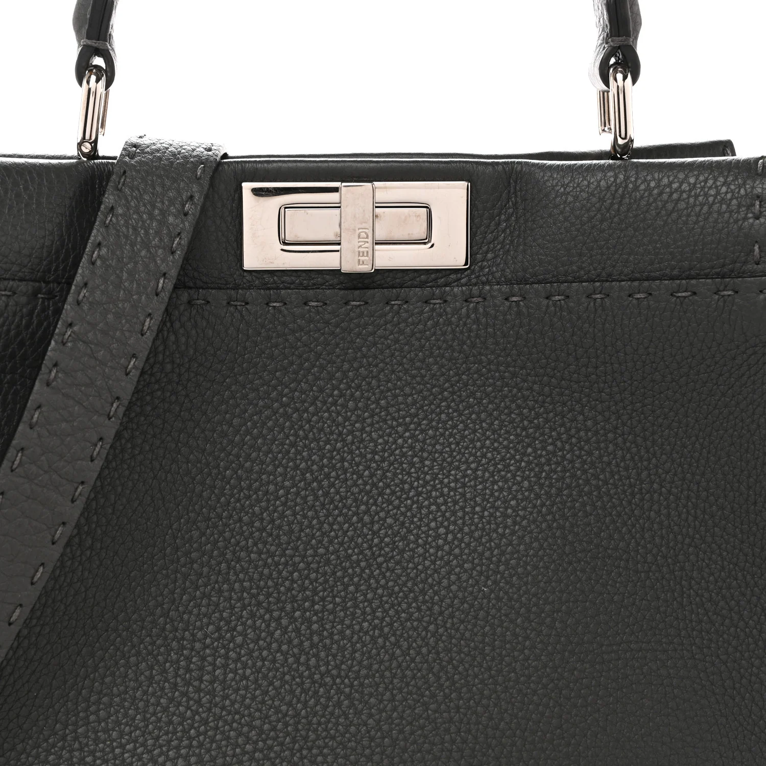 Cuoio Romano Selleria Bi-Color Medium Peekaboo Iconic Satchel Asfalto Latte - Image 8